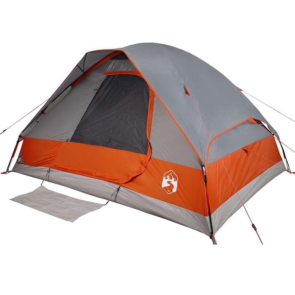 Berkfield Home Camping Tent Dome 4-Person Grey and Orange Waterproof image 4