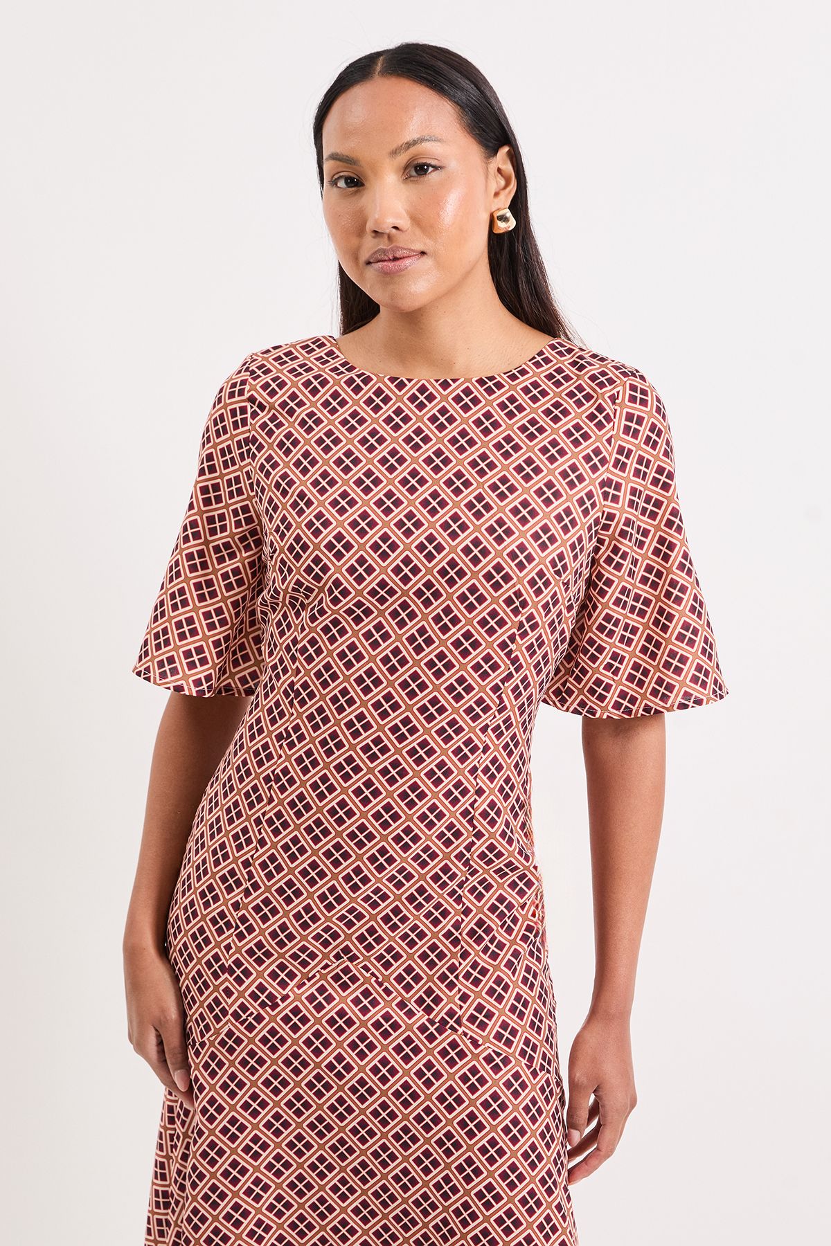 Principles Printed Crepe Fishtail Maxi Dress Red image 2