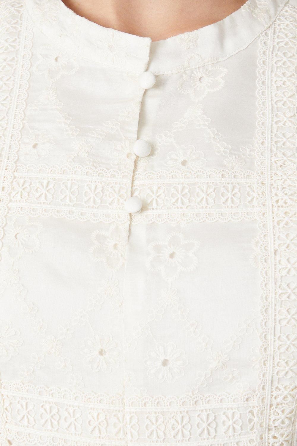 Oasis Ladder Trim Embroidered Mini Dress Ivory image 5