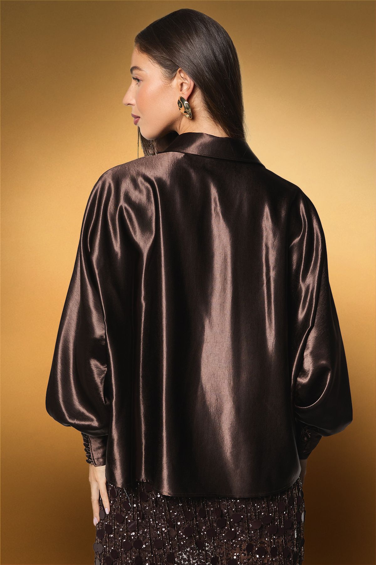 Coast Long Sleeve Oversize Shirt Brown image 3