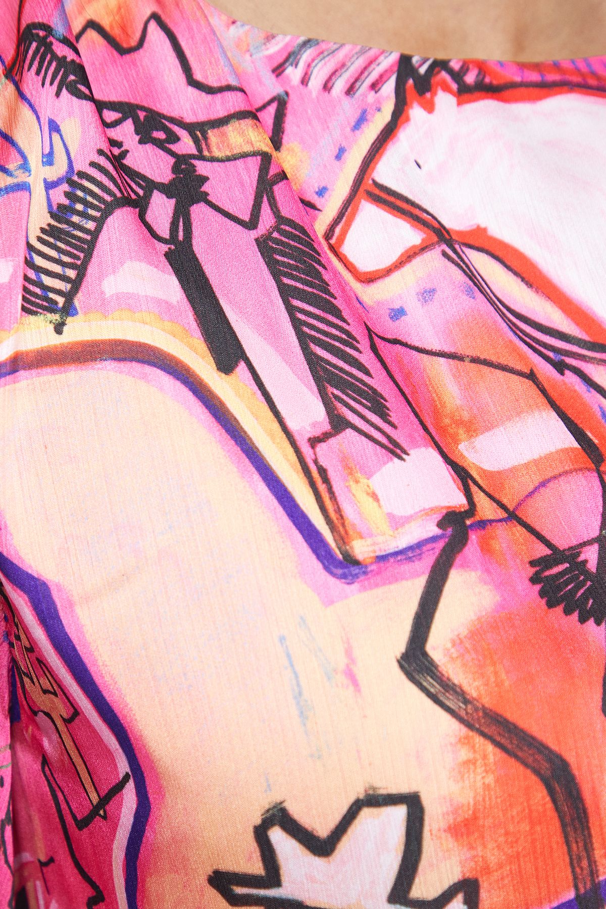 Warehouse Tony Satin Oversized T-Shirt Midi Dress Multi image 6