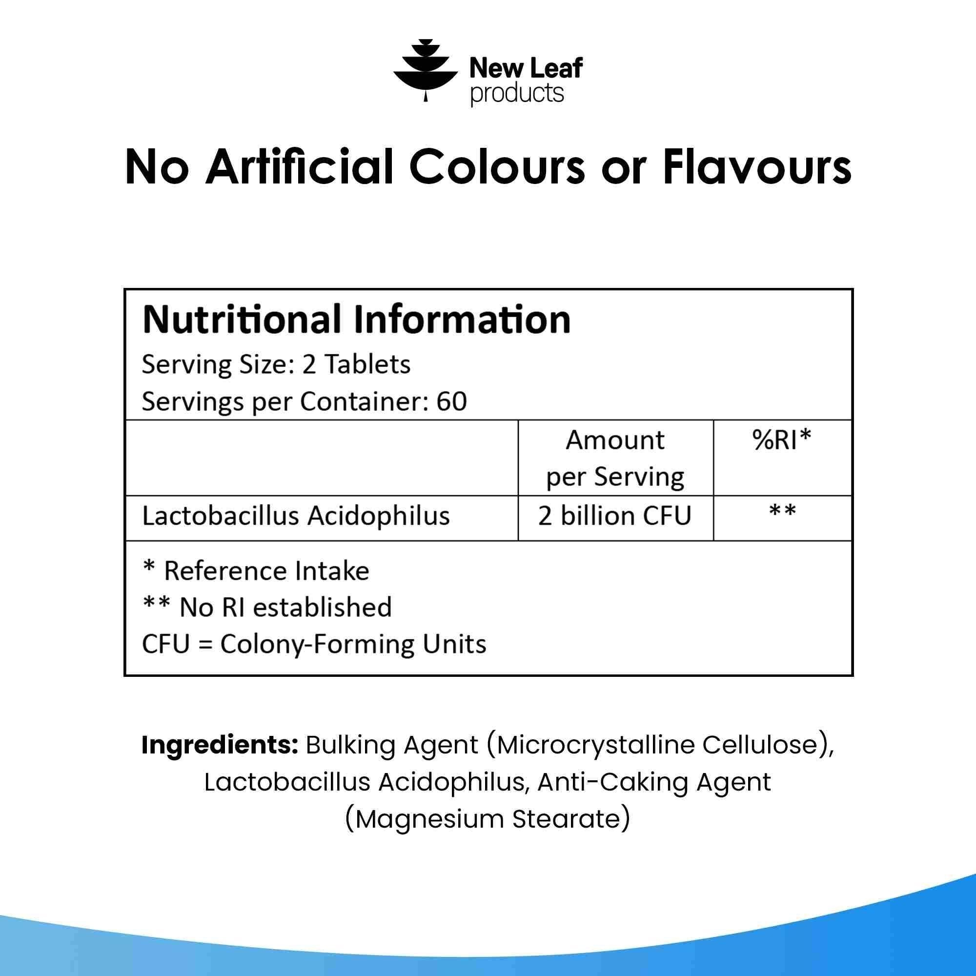 New leaf health Probiotic Supplements Acidophilus Probiotic Tablets High Strength - Digestive & Gut Health Supplements 120 Tablets image 6