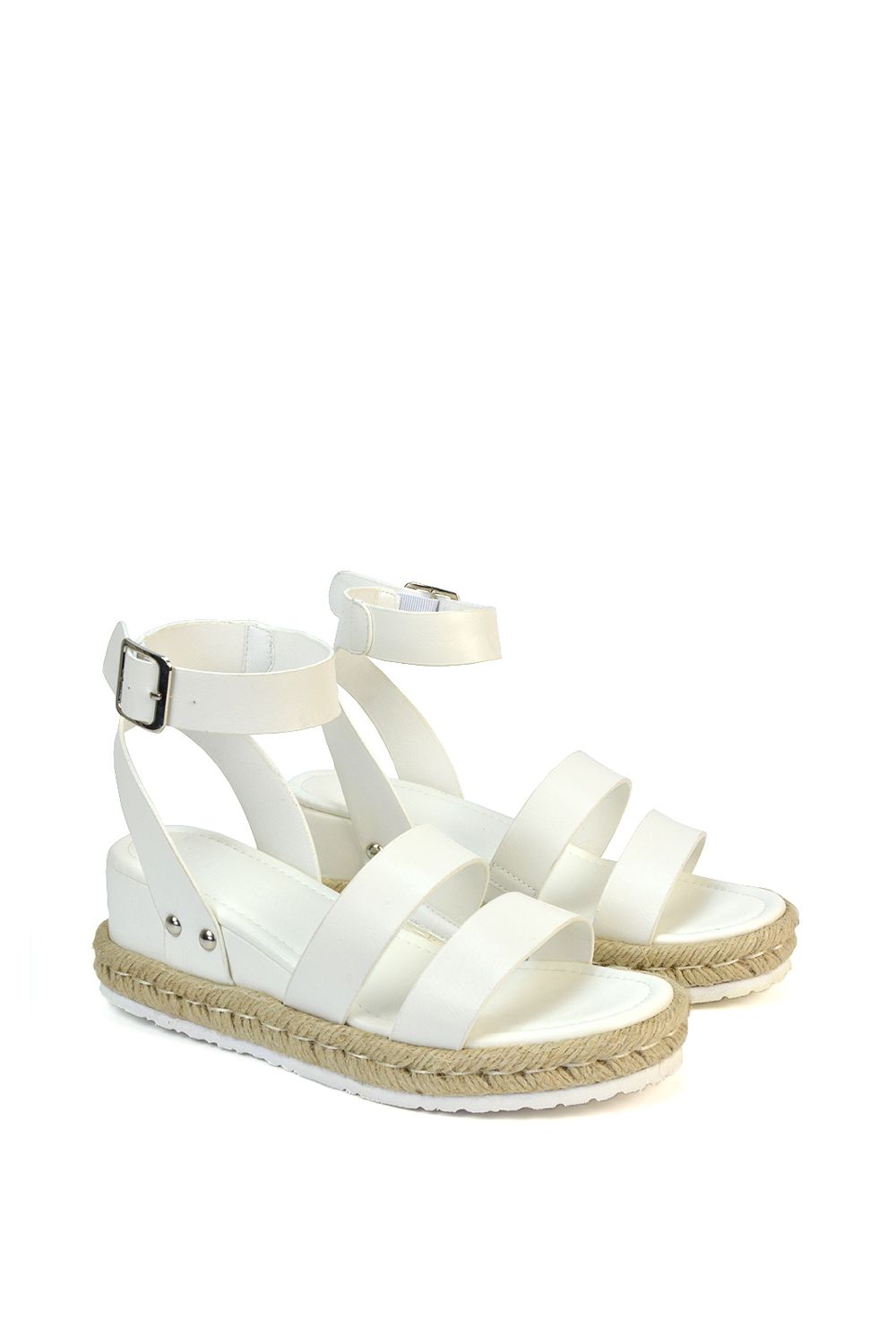 XY London 'Brook' Espadrille Platform Wedge Low Heel Sandal Shoes With Ankle Strap image 4