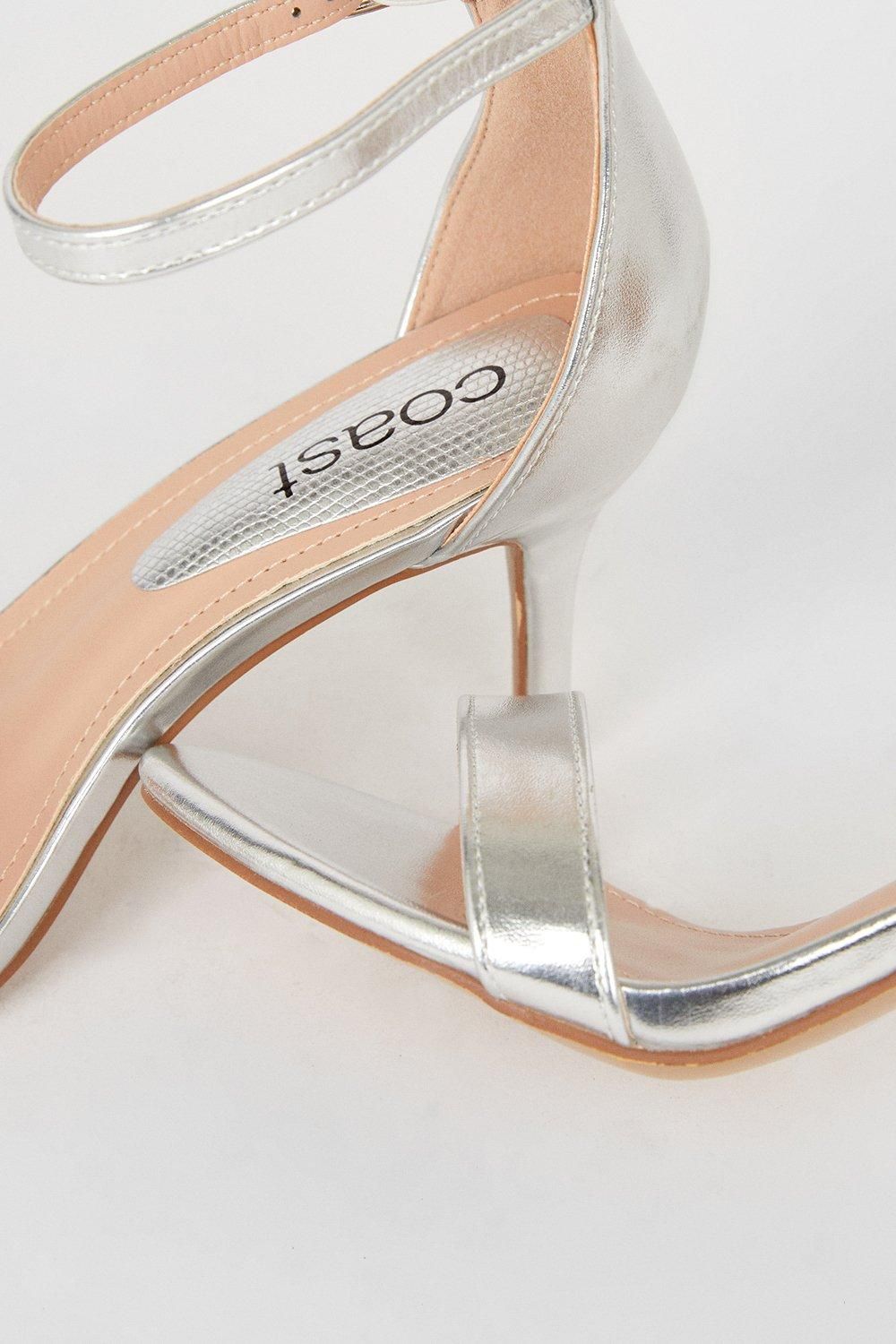 Coast Trinnie Barely There Stiletto Heeled Sandals Silver image 3