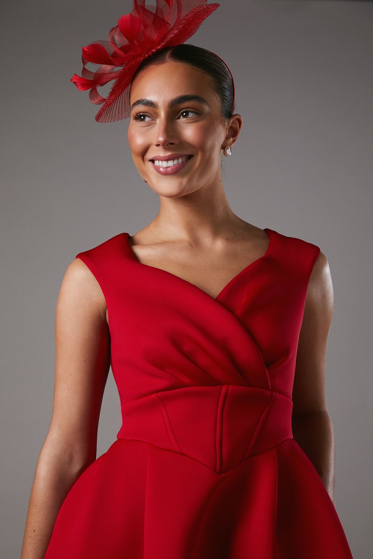 Coast Bardot Scuba Midi Dress Red image 4