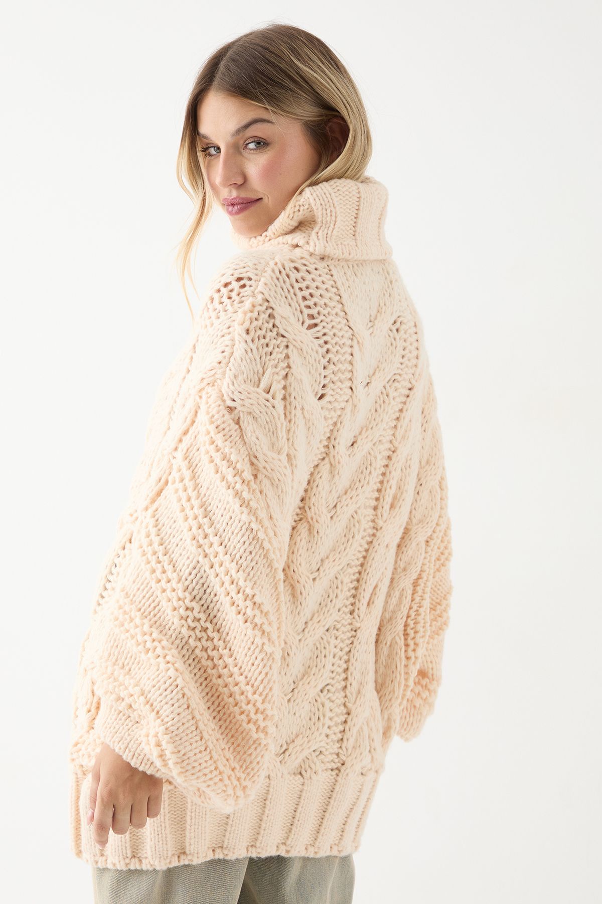 MissPap Chunky Cable Knitted Jumper Cream image 3