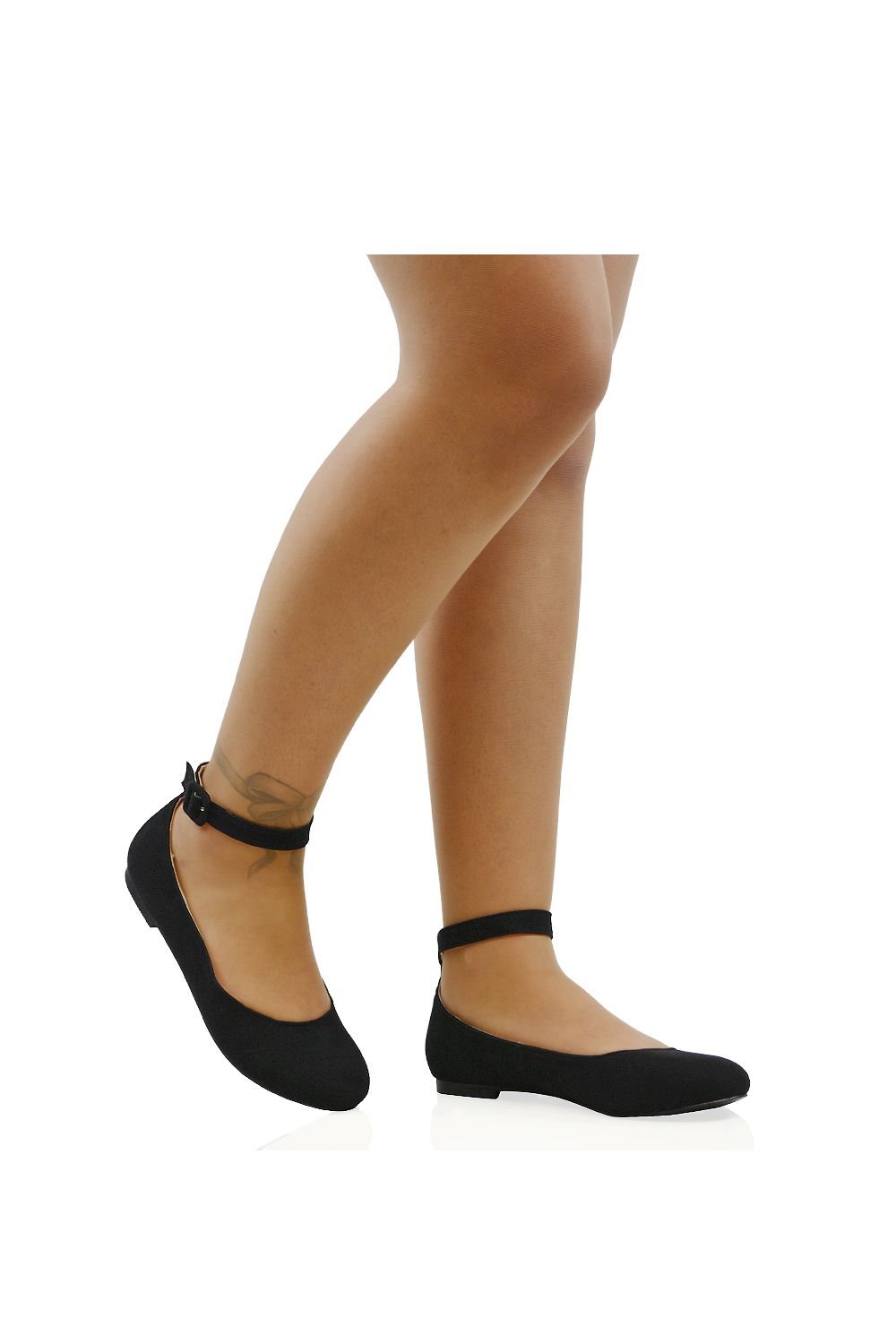 XY London 'Kimmie' Flat Ballerina Pump Shoes with Ankle Strap image 3