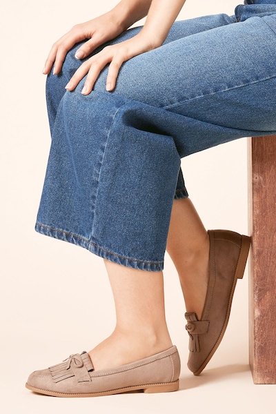 Dorothy Perkins Wide Fit Loretta Tassel Loafers Taupe