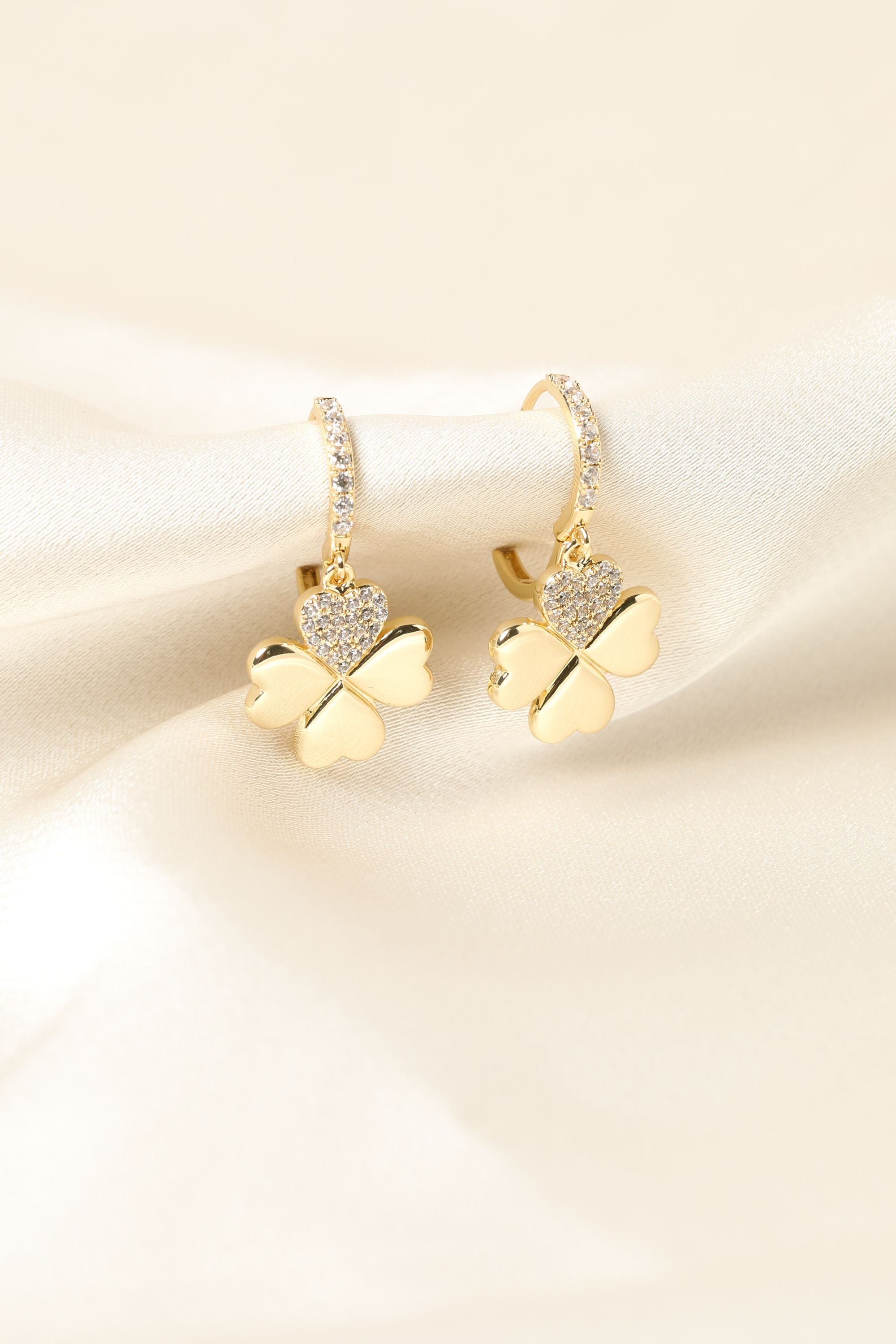 Mood Gold Plated Clover Earrings Gift Boxed image 4