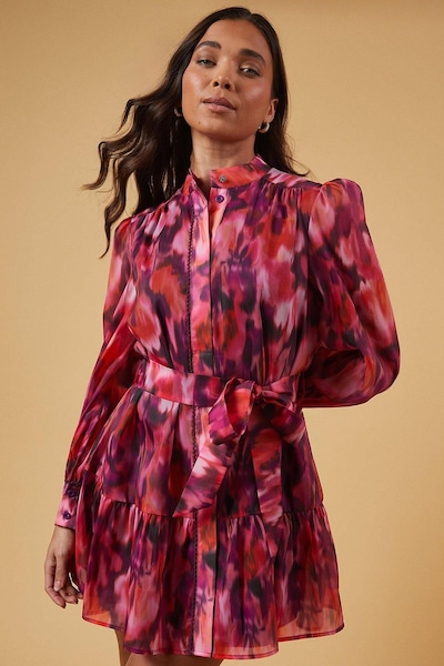 Oasis Petite Occasion Lace Trim Mini Dress Orange