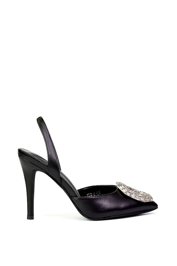 XY London 'Issy' Sling Back Strappy Pointed Toe Stiletto High Heel Court Shoes