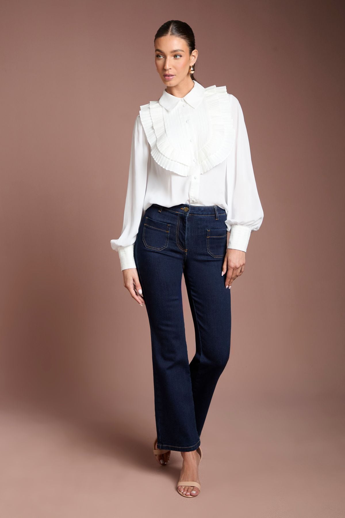 Coast Cotton Poplin Ruffle Shirt Ivory image 2