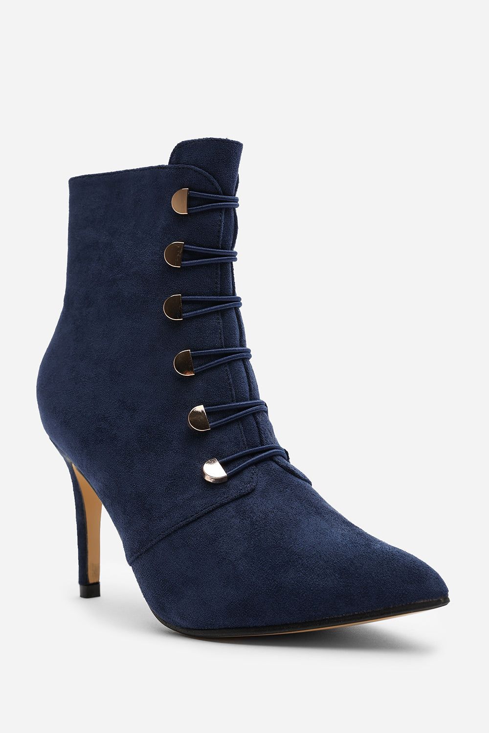 Where's That From 'Jodie' Suede Stiletto Heel Ankle Boots With Gold Detail image 4