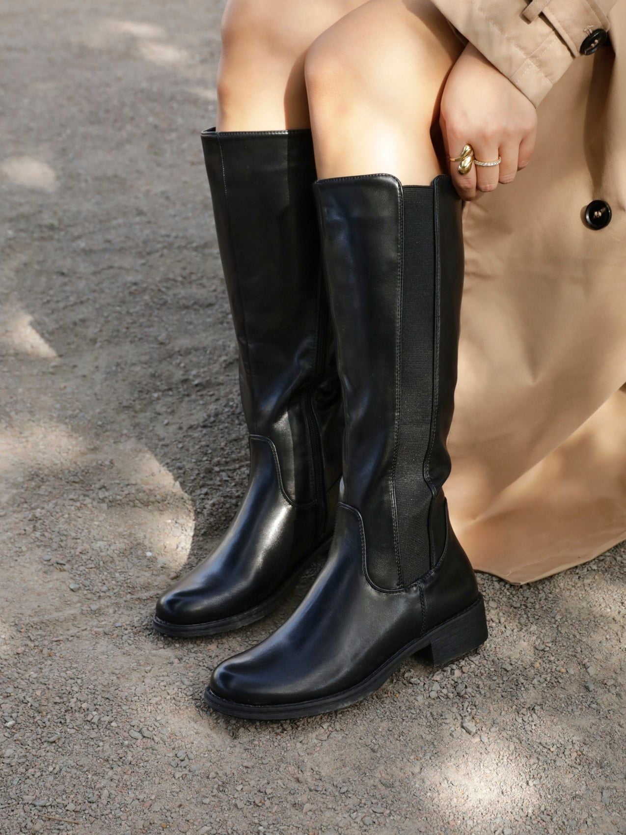 Linzi Alma Black Faux Leather High Leg Riding Boot image 6