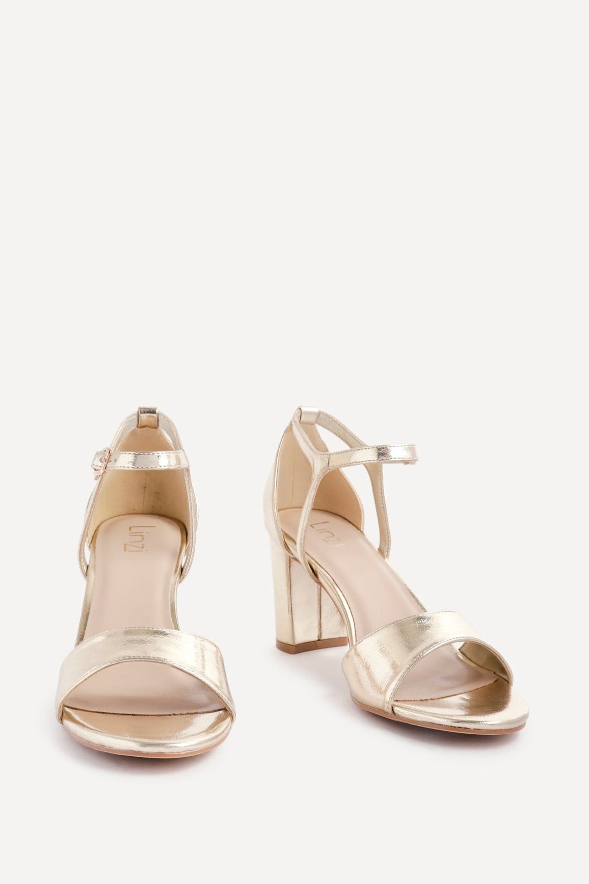 Linzi Abby Gold Faux Leather Closed Back Block Heel Sandal image 3