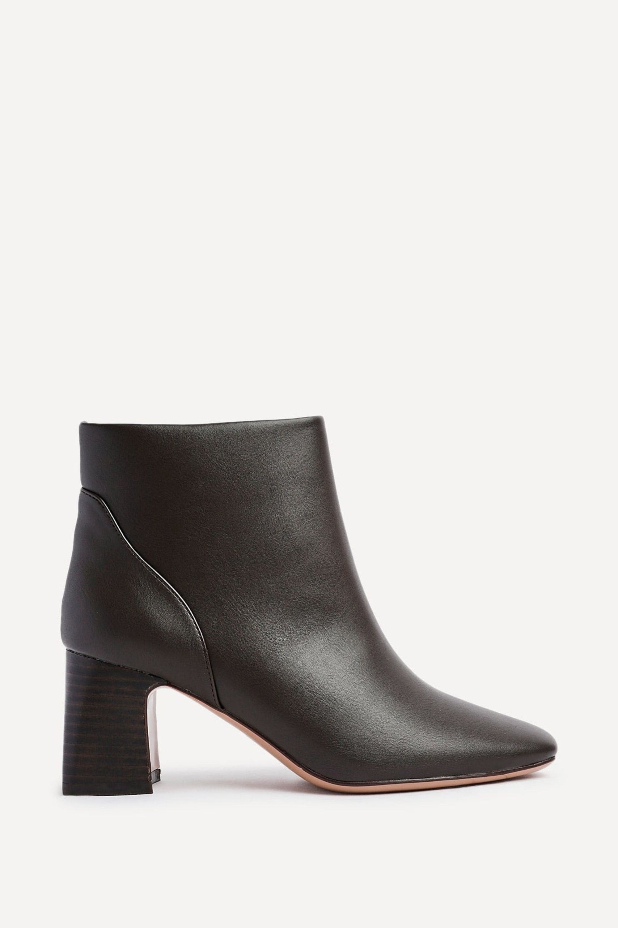 Linzi Cove Brown Faux Leather Soft Square Toe Block Heel Ankle Boot