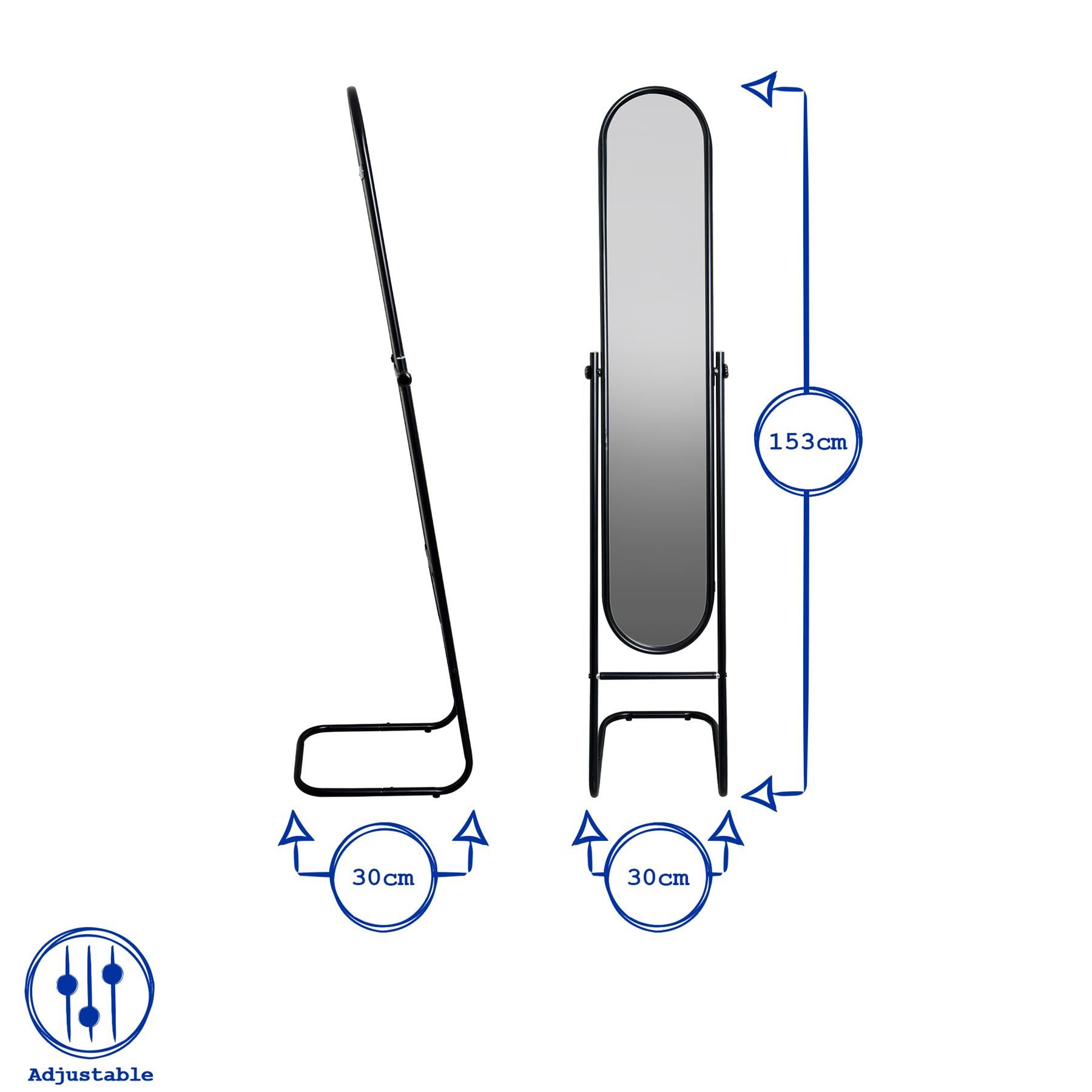Harbour Housewares Round Full-Length Mirror 153x30cm White Metal Frame image 3