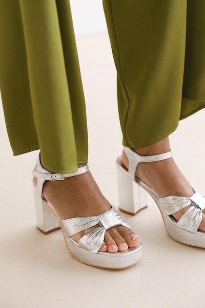 Where's That From 'Verna' Mid Block Heel With Platform And Bow Detailing