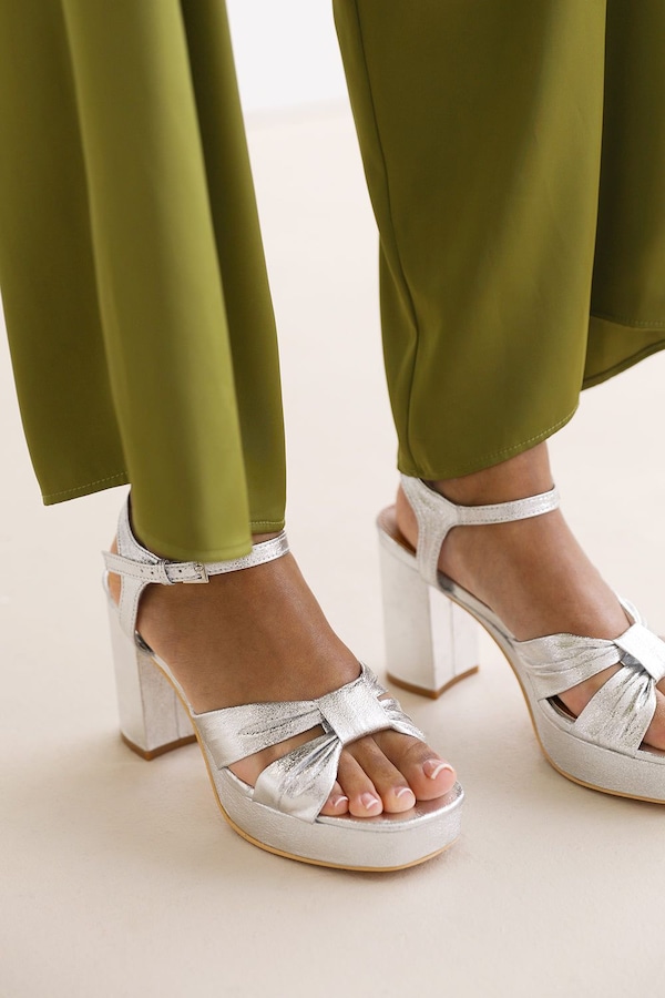 Where's That From 'Verna' Mid Block Heel With Platform And Bow Detailing