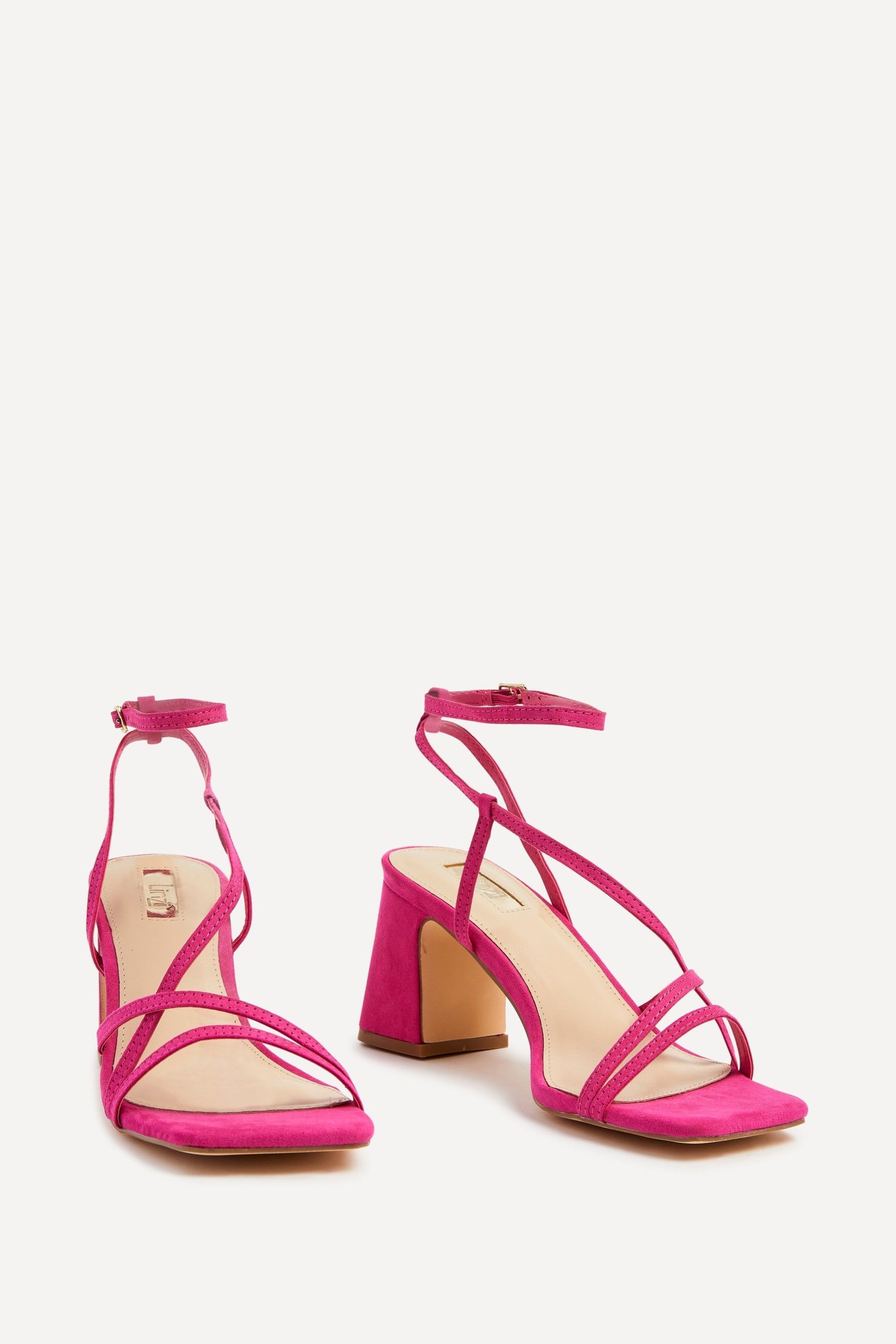 Linzi Memphis Pink Faux Suede Crossover Slingback Block Heeled Sandal image 3