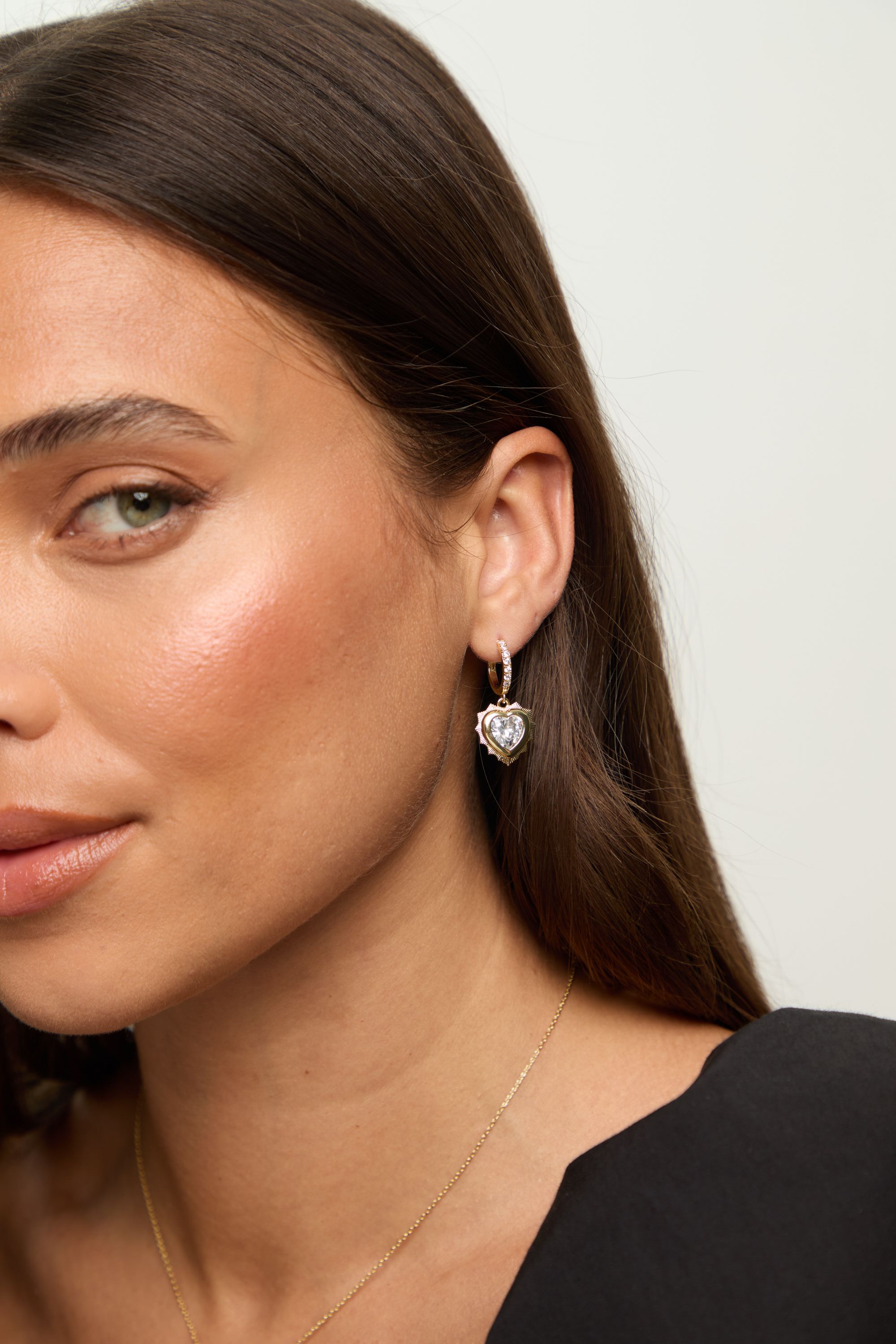 Jon Richard 14Ct Real Gold Plated Heart Birthstone Huggie Earrings - April image 4