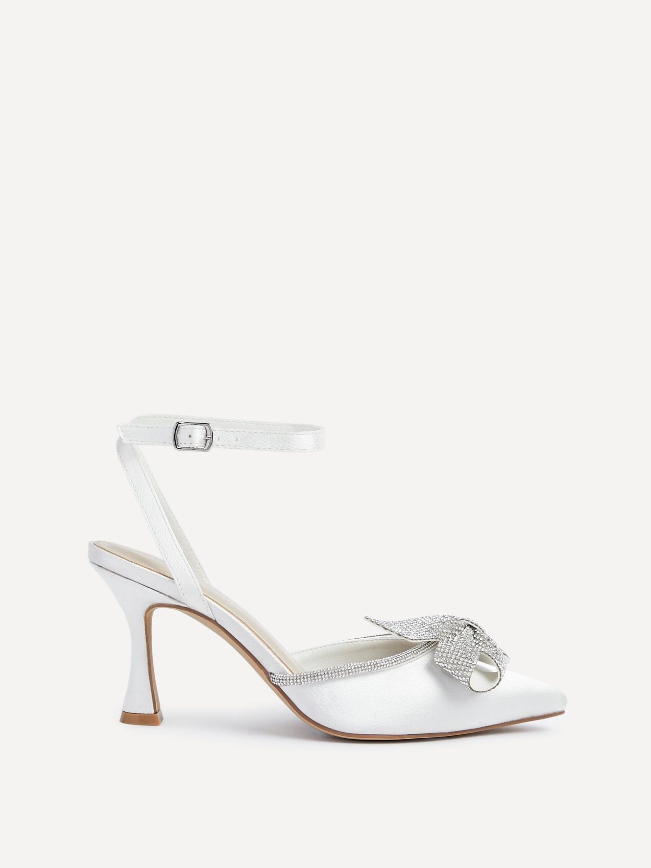 Linzi Angela Ivory Satin Diamante Bow Detail Court Heel image 1