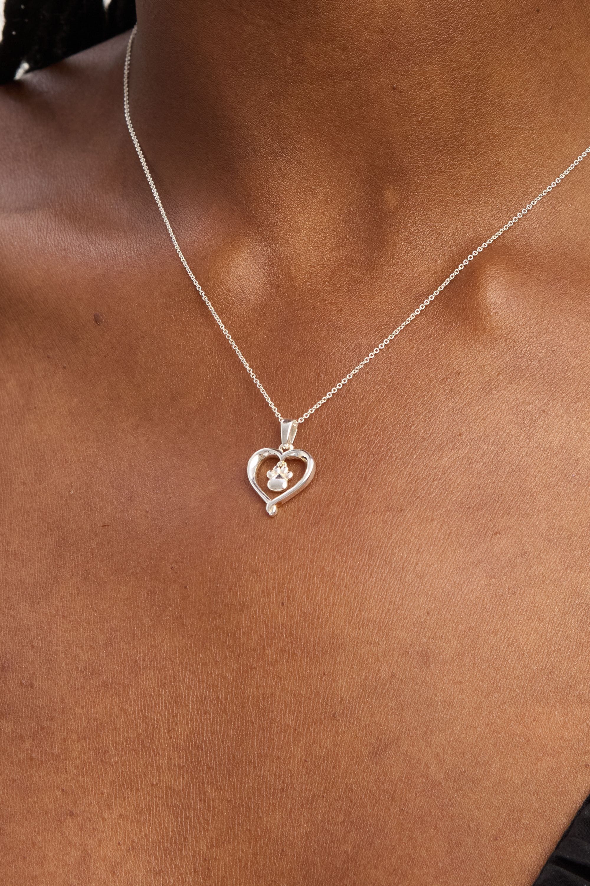 Simply Silver Sterling Silver 925 Polished Heart and Pawprint Pendant image 4