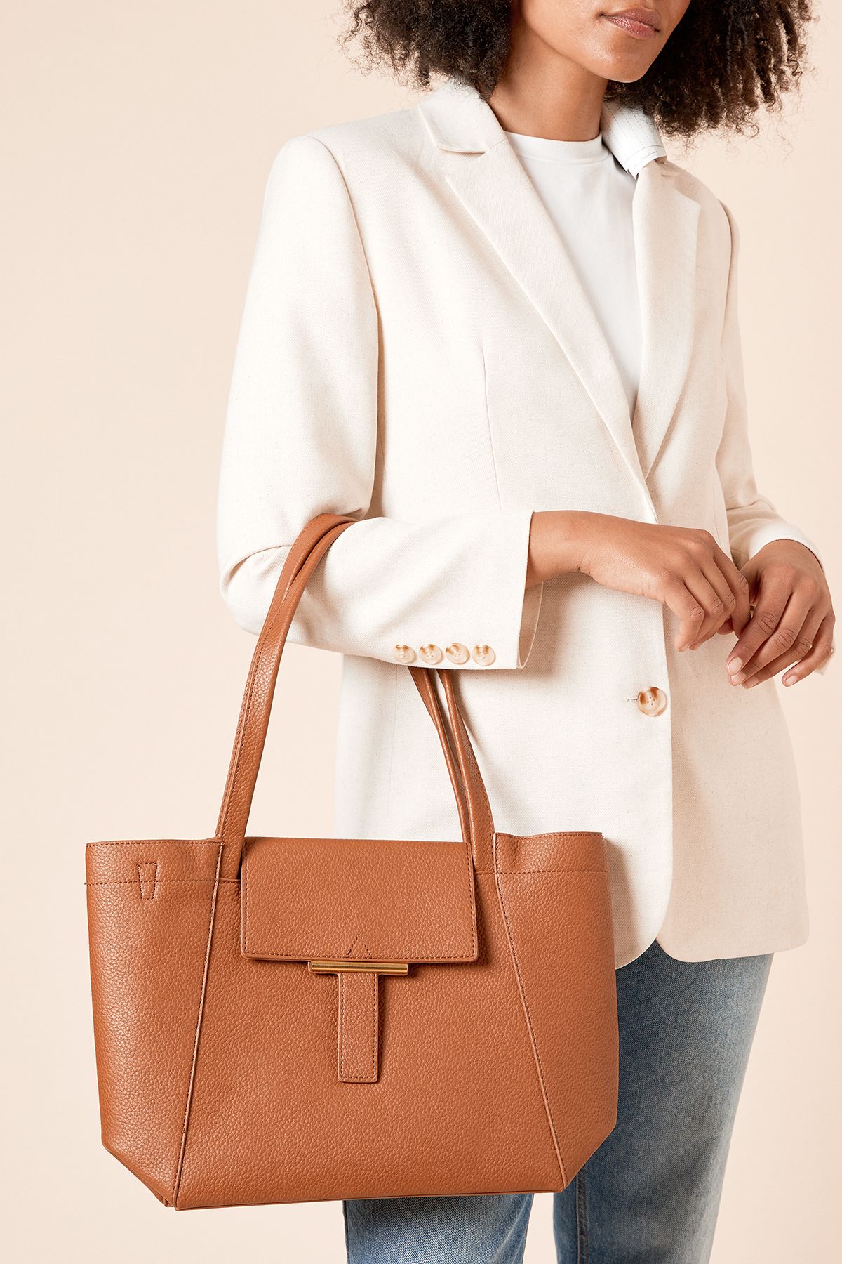 Dorothy Perkins Freya Tote Bag With Gold Hardware Tan image 1