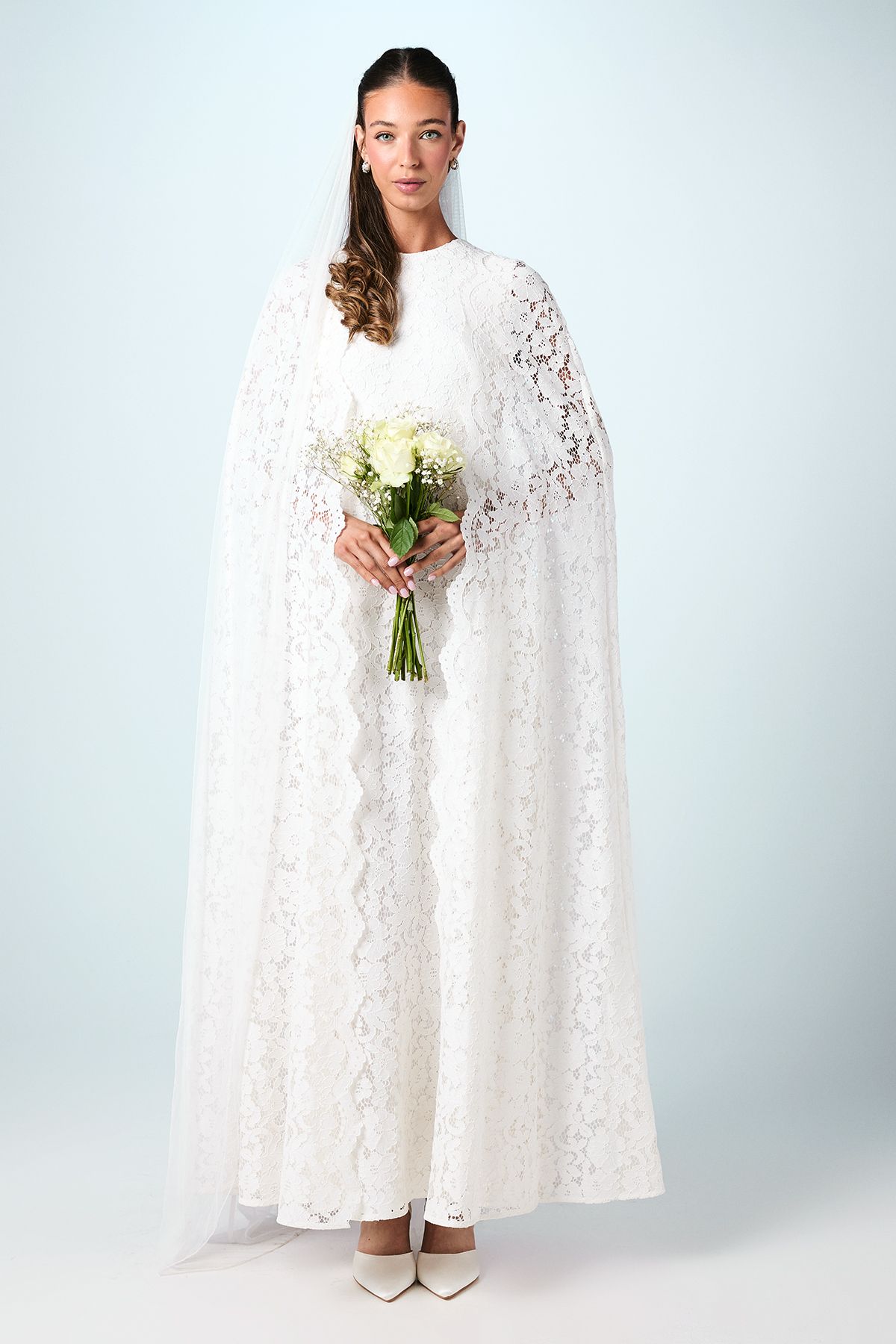 Coast Lace Cape Wedding Dress Ivory image 1