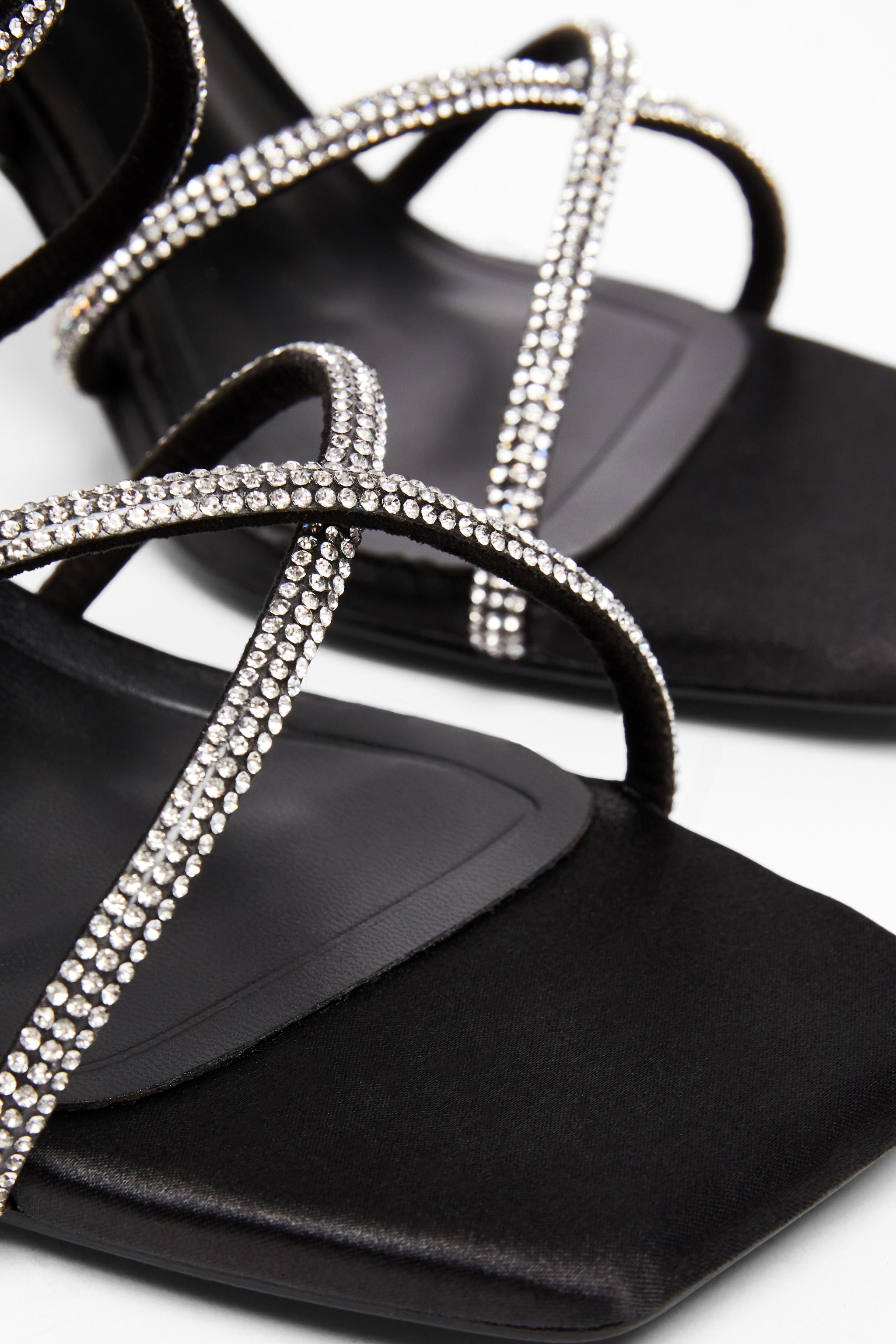 Quiz Black Wide Fit Diamante Heels image 4