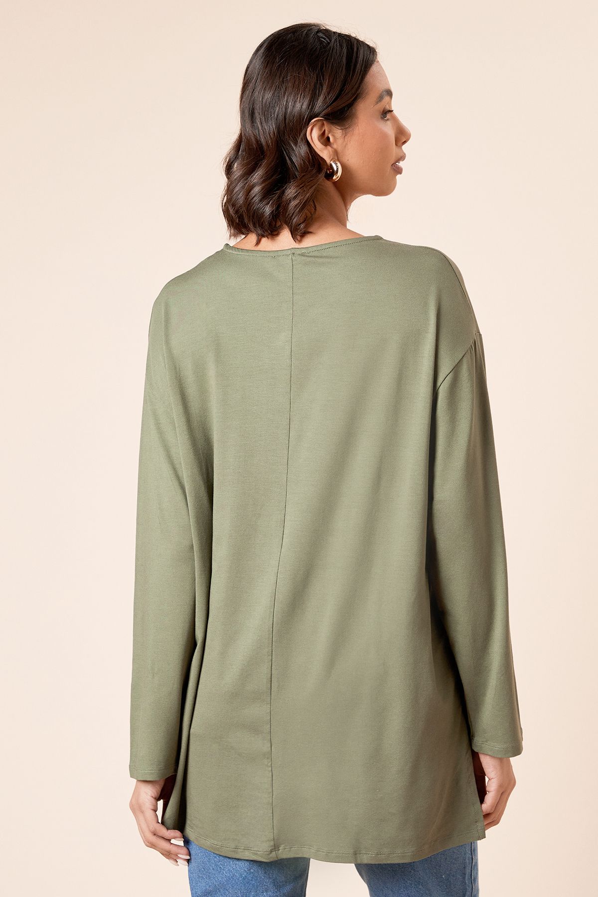 Dorothy Perkins V Neck Tunic Khaki image 3