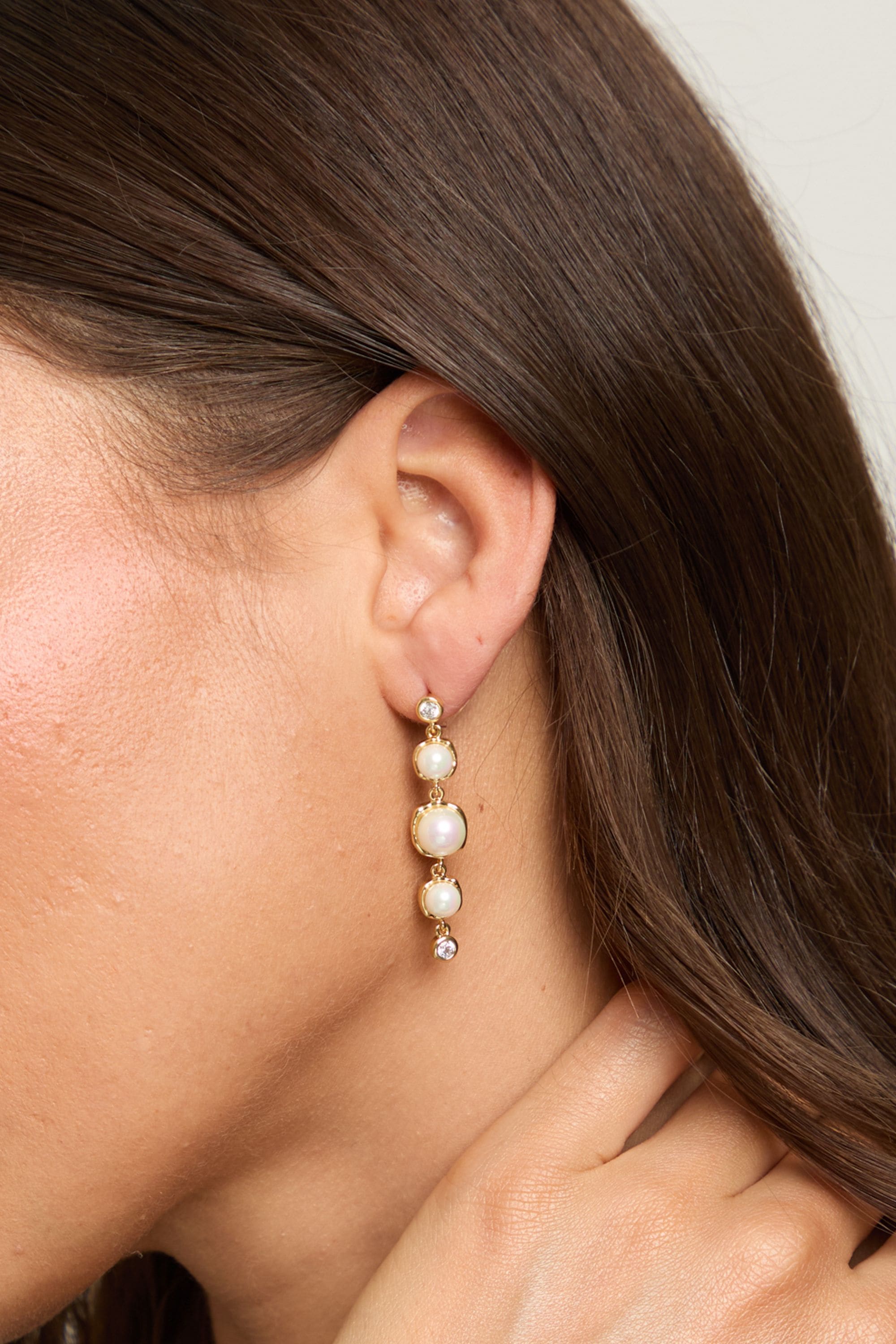 Jon Richard 14K Gold Plated Graduated Pearl Drop Earrings image 2