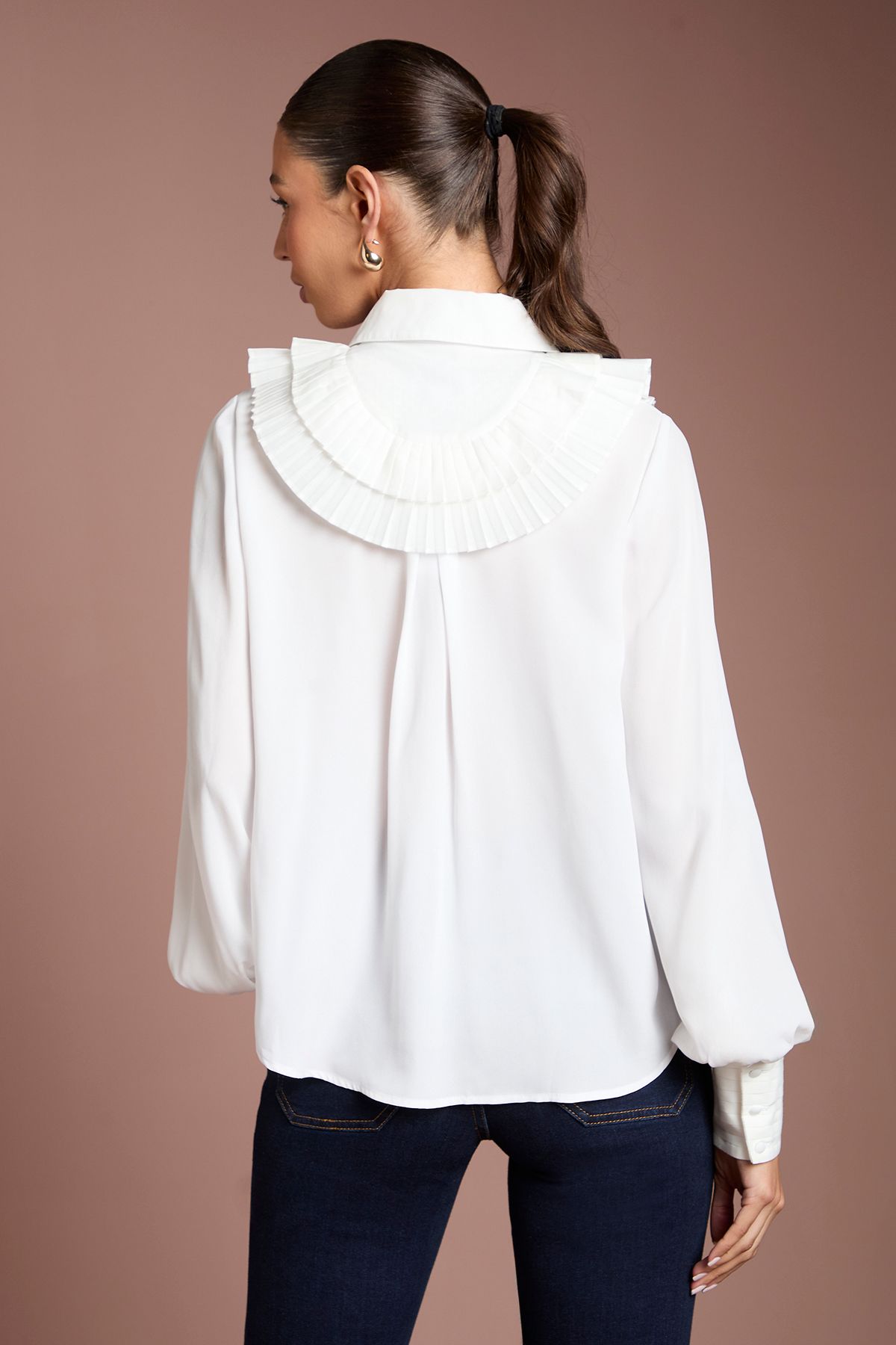 Coast Cotton Poplin Ruffle Shirt Ivory image 3