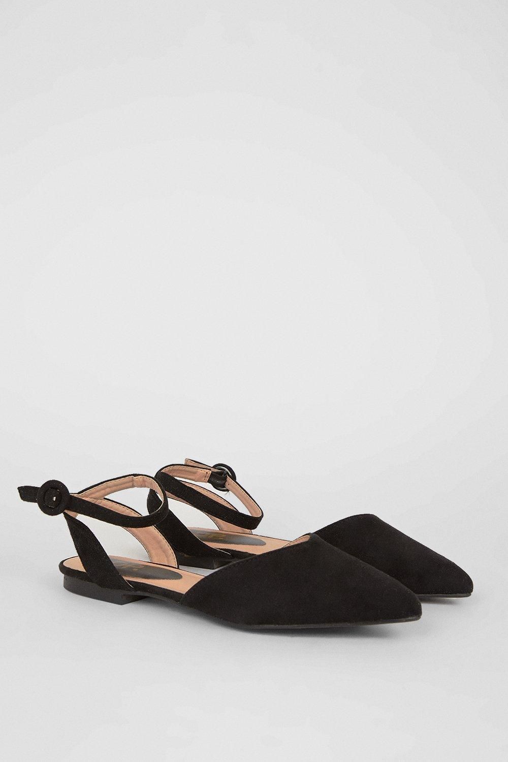 Dorothy Perkins Wide Fit Poppy Open Ballet Flats Natural Black image 3
