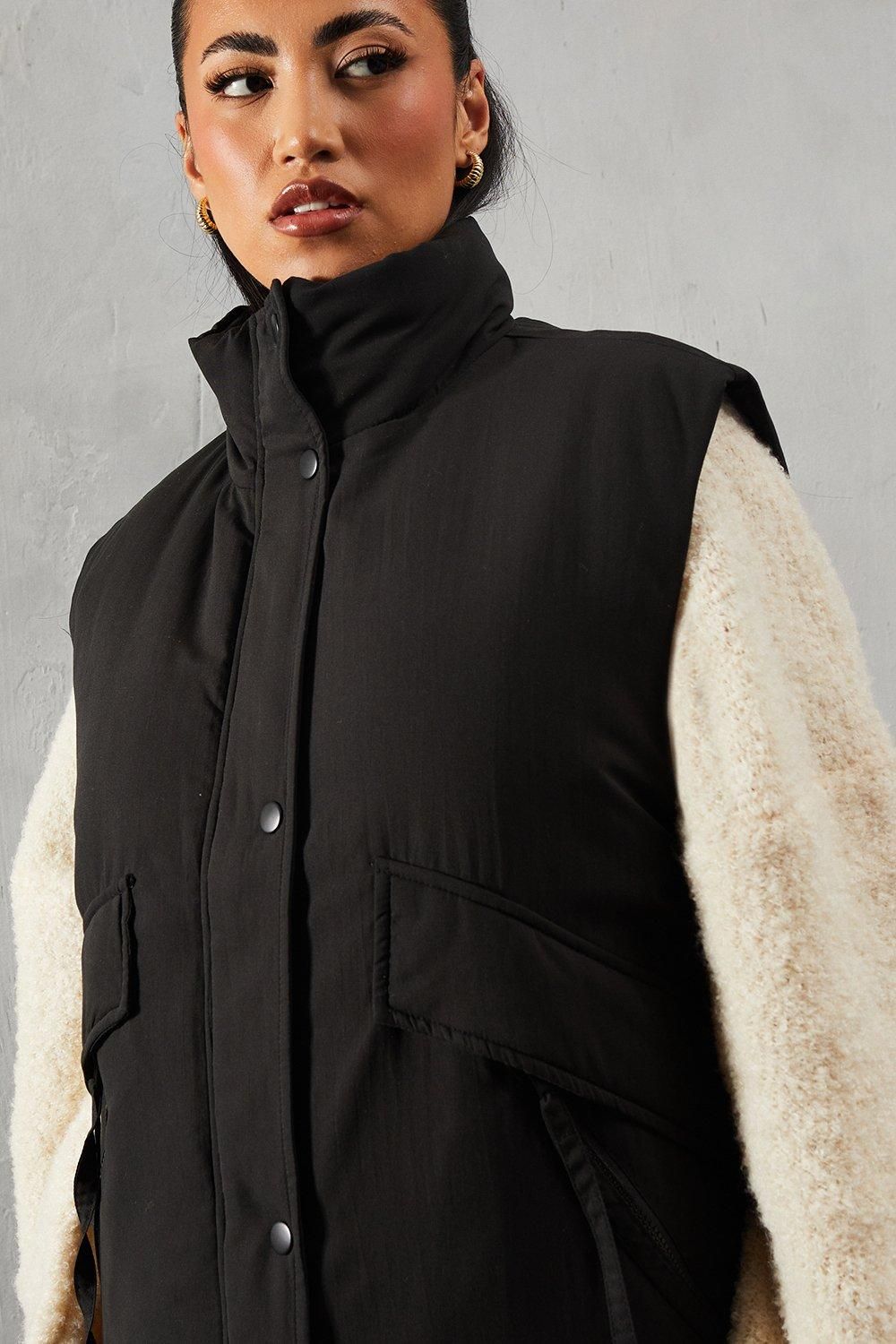 MissPap Zip Pocket Puffer Gilet Black image 1