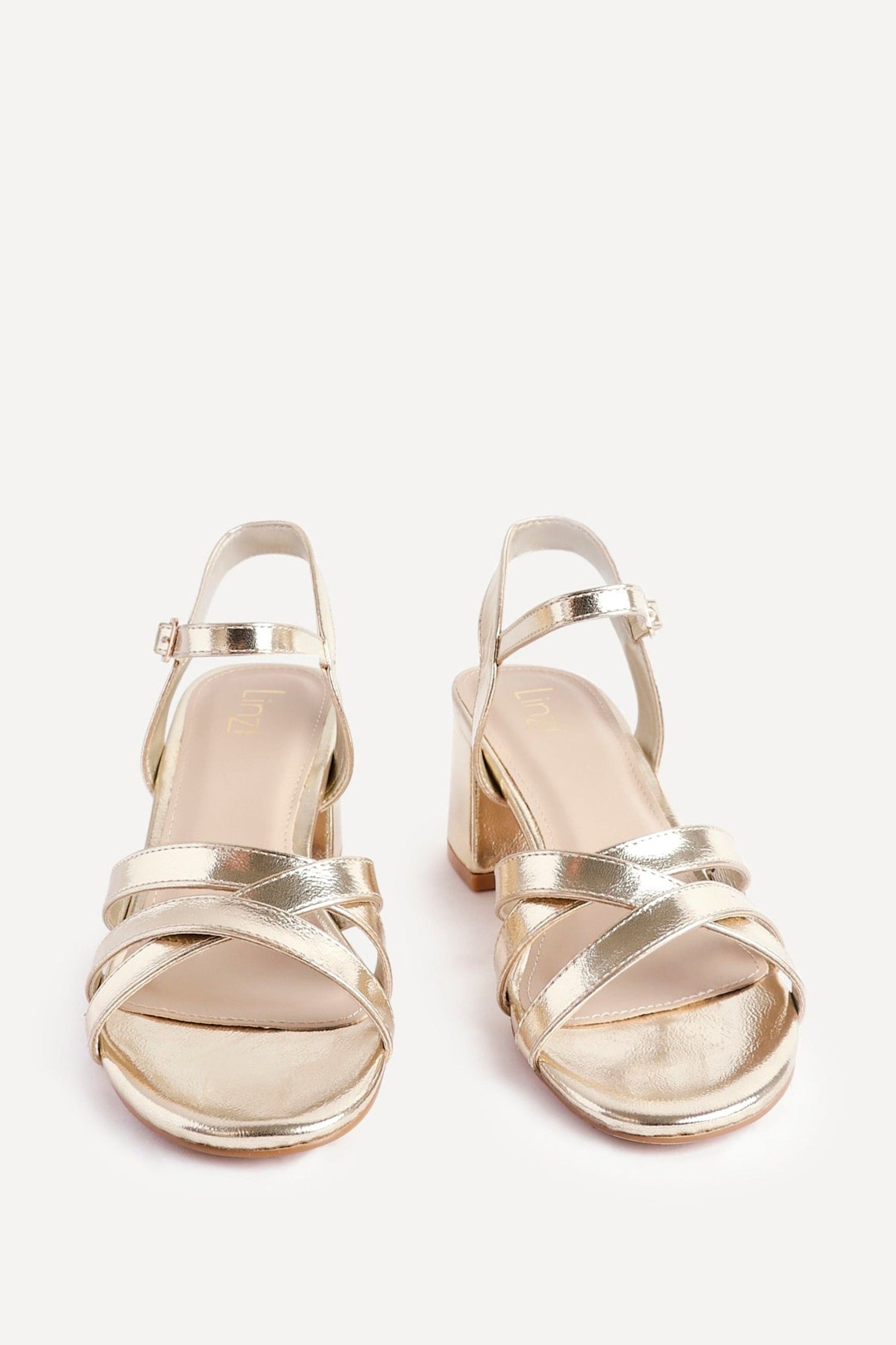 Linzi Flair Gold Faux Leather Heeled Sandals image 4