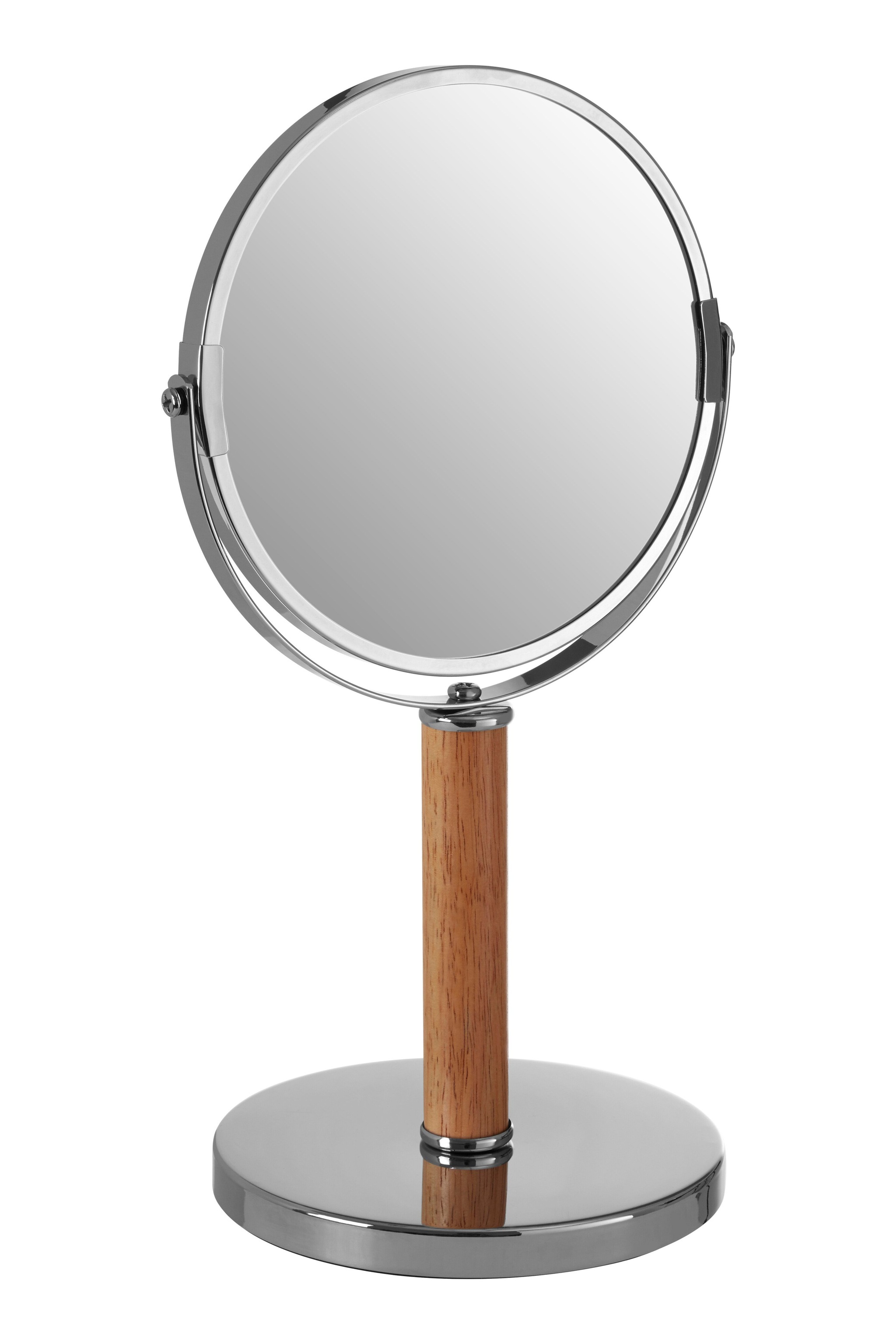 Orsina Iron and Rubberwood Table Mirror, Durable 33x15cm Swivel Vanity Mirror, Chrome Frame image 3