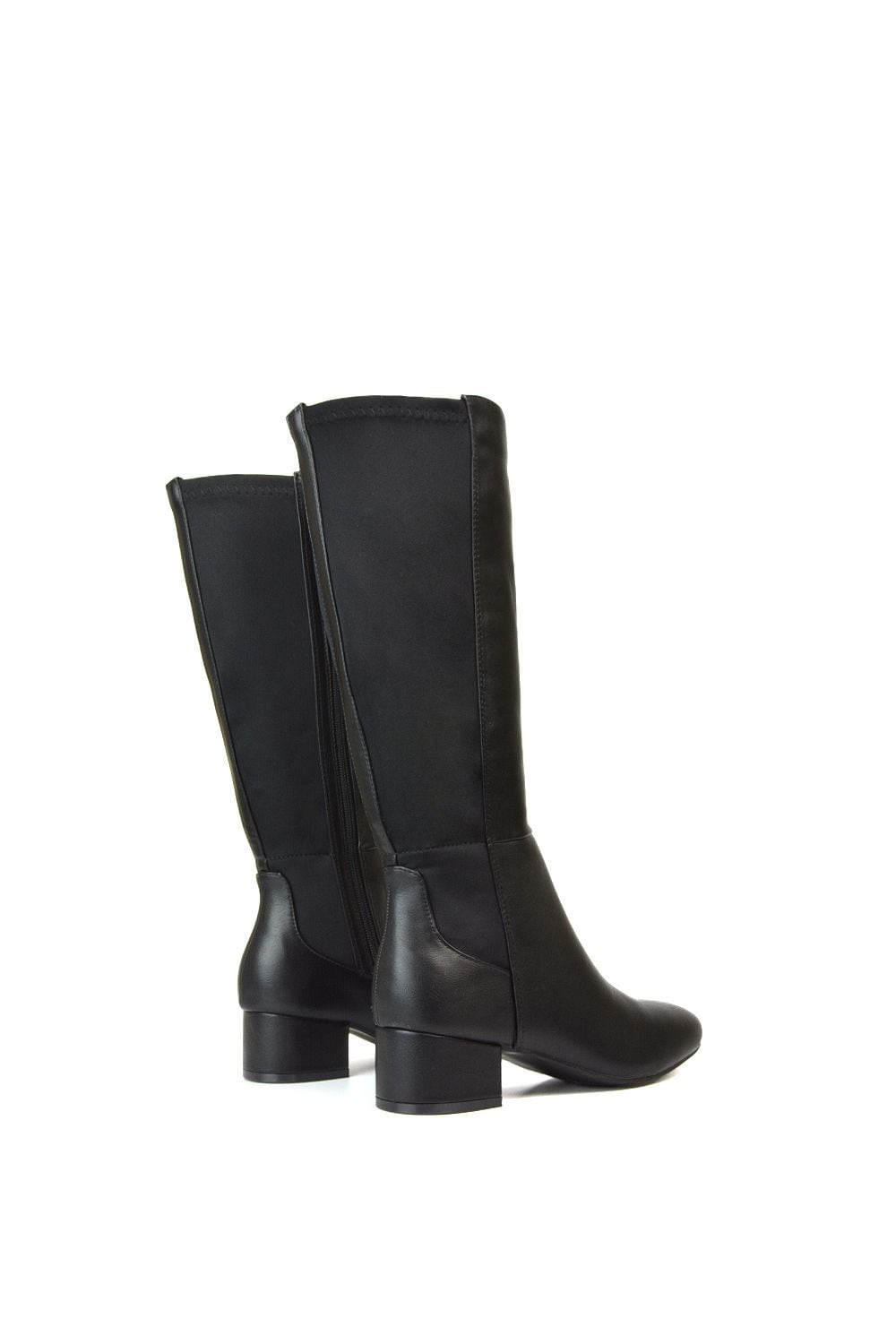 XY London 'Hannah' Low Block Heel Elasticated Calf Long Boots With Zip Fastening image 5
