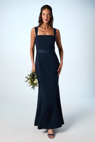 Coast Strappy Satin Bridesmaid Dress With Tie Back Detail Navy