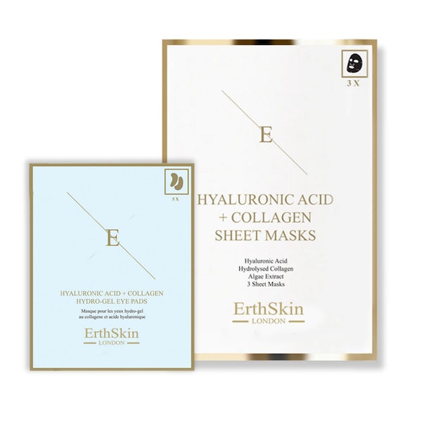 Erth Skin London Hyaluronic Acid & Collagen Mask - 3 sheets + Hyaluronic Acid + Collagen Hydrogel Eye Pads 5 X 2