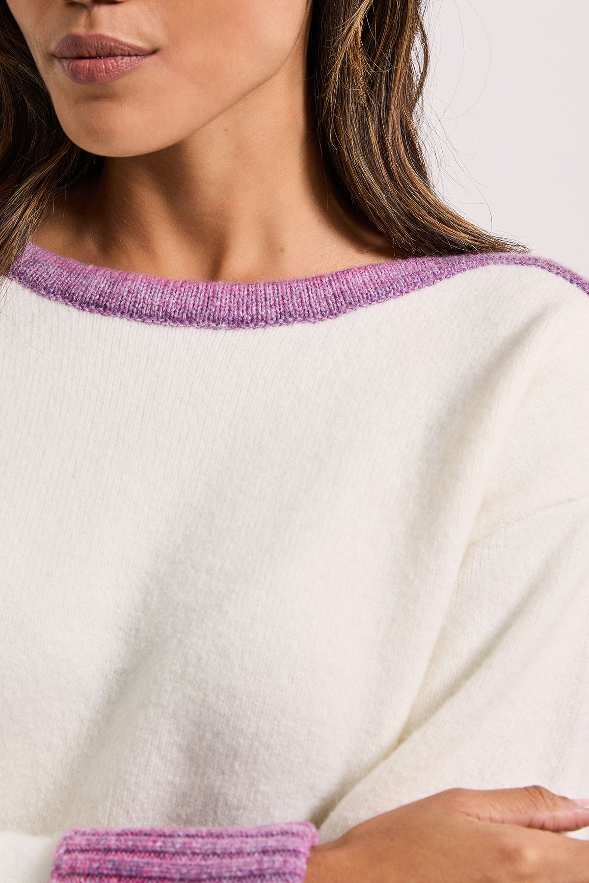 Dorothy Perkins Ombre Contrast Boat Neck Jumper Ivory image 5