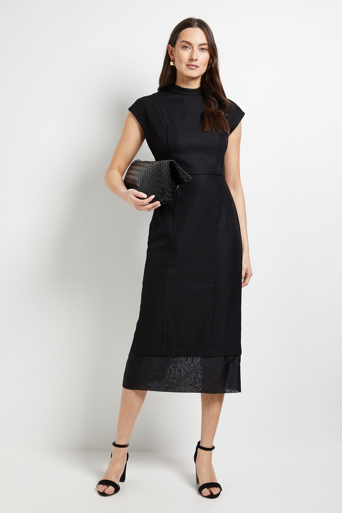 Principles Organza Contrast Tie Back Pencil Dress Black image 1