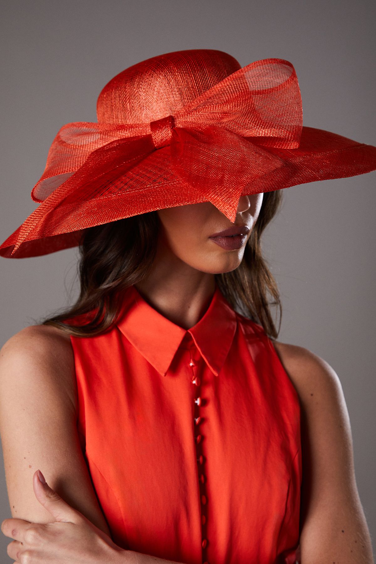 Coast Lisa Tan Wide Brim Bow Hat Orange image 1