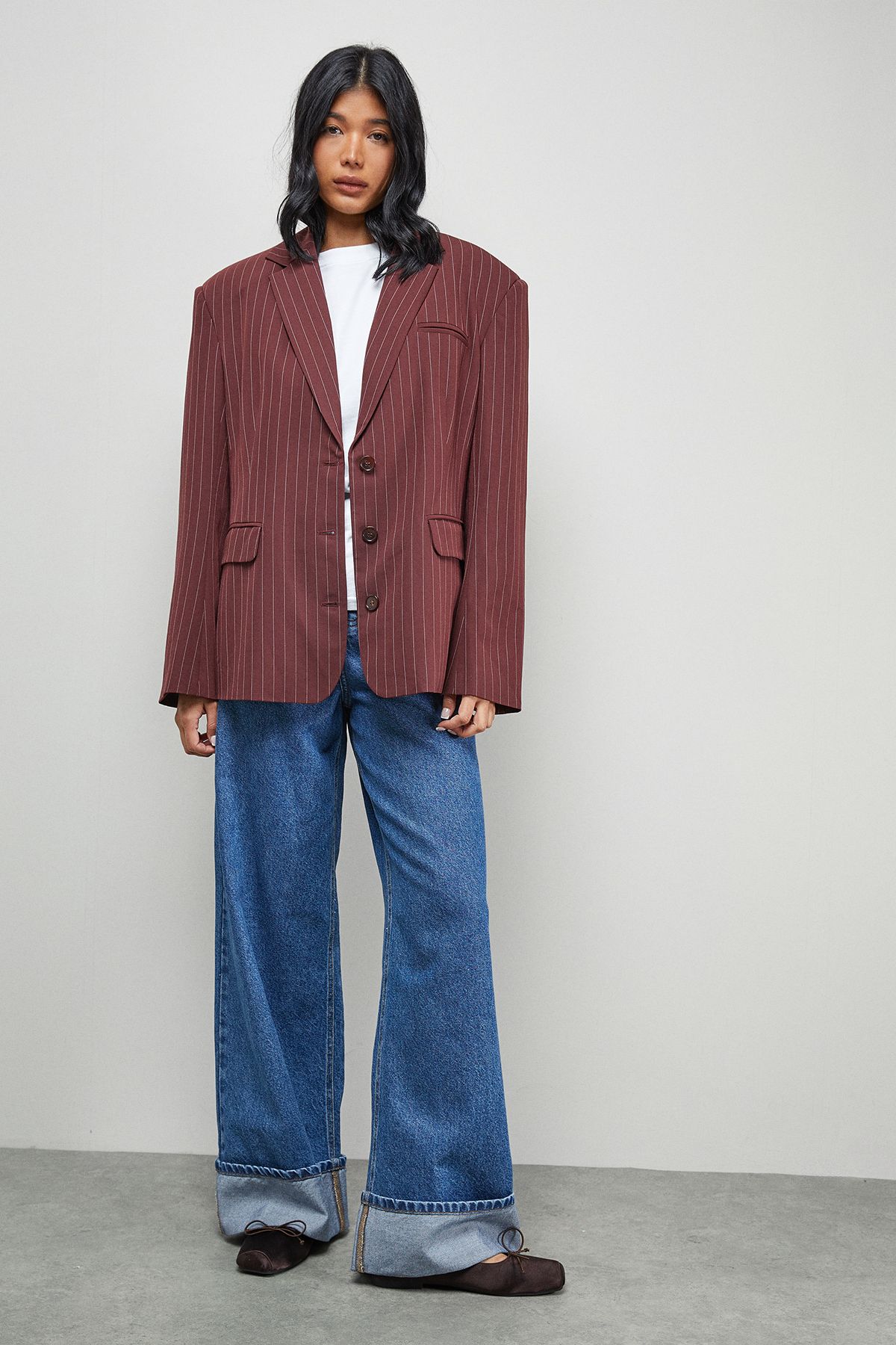 Warehouse Gathered Waist Boxy T-Shirt White image 2