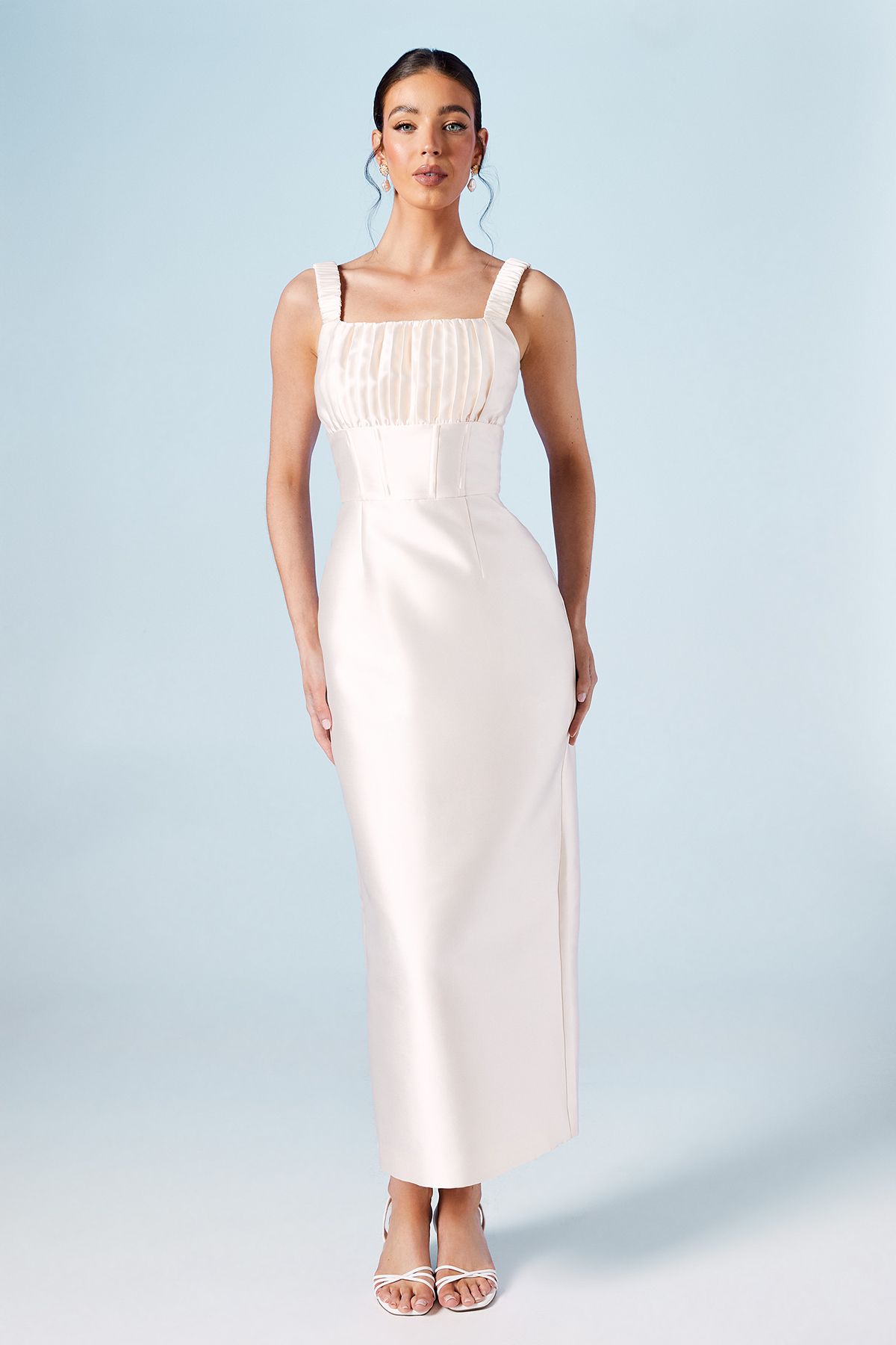 Coast Ruched Bodice Column Wedding Dress Ecru image 1