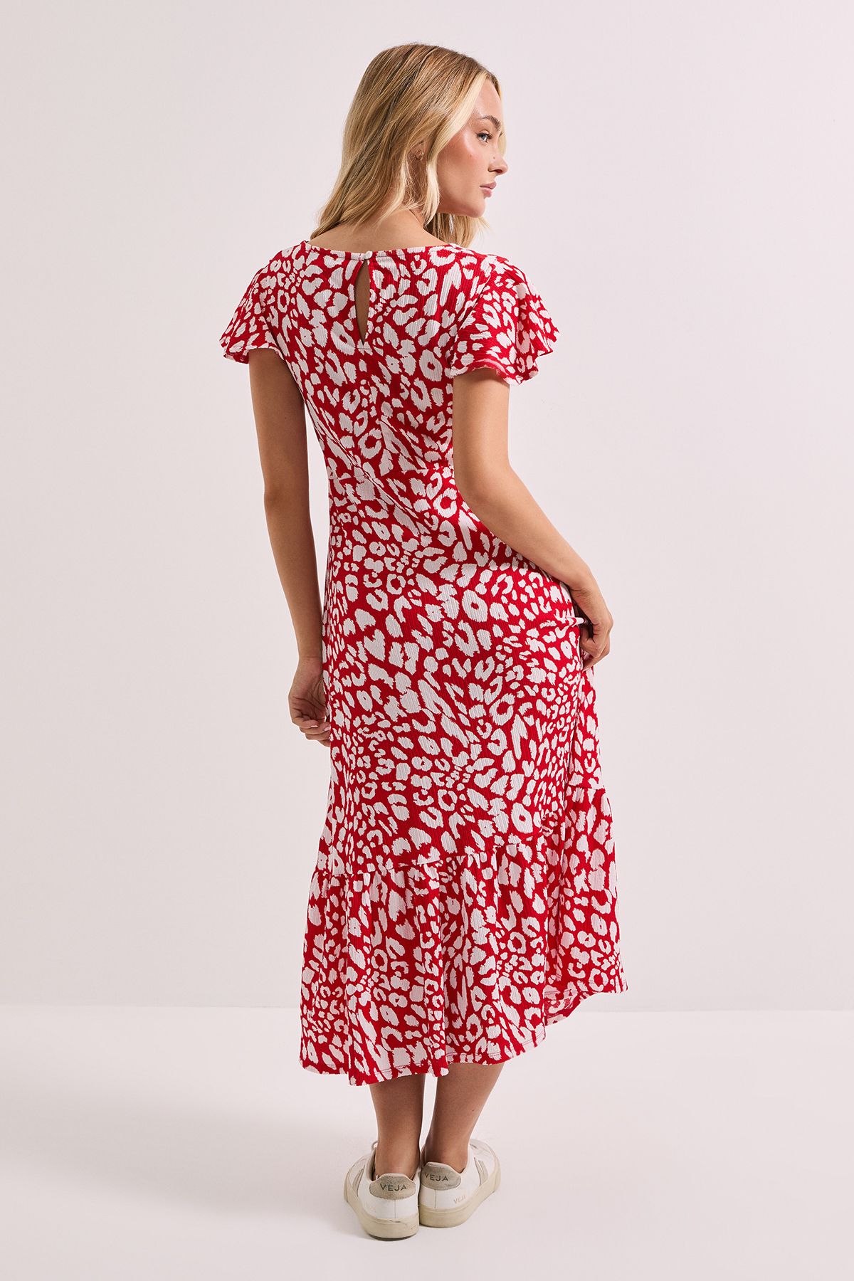 Dorothy Perkins Red Leopard Ruched Front Keyhole Jersey Midaxi Dress Red image 3