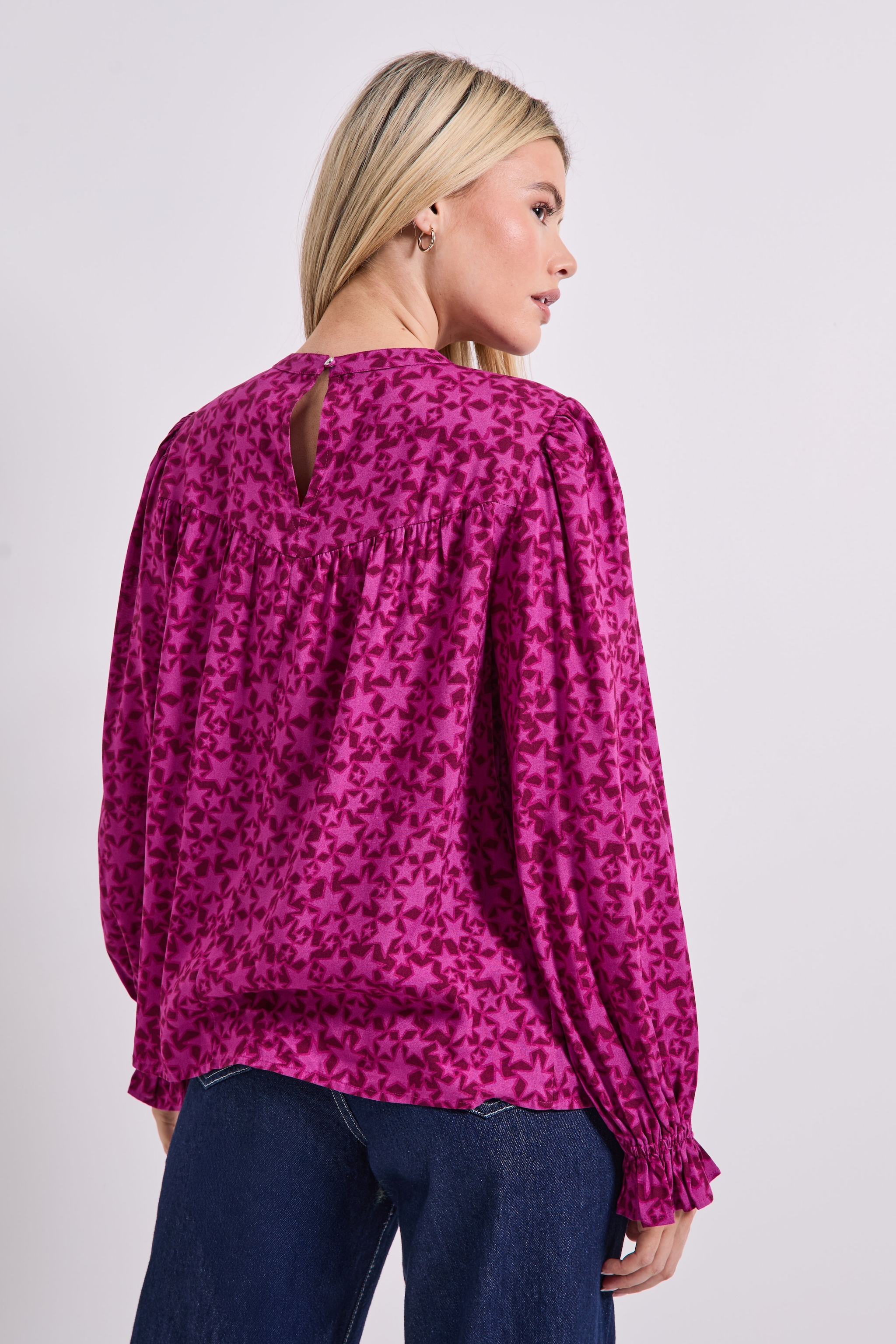Dorothy Perkins Lace Detail Printed Boho Blouse Berry image 3