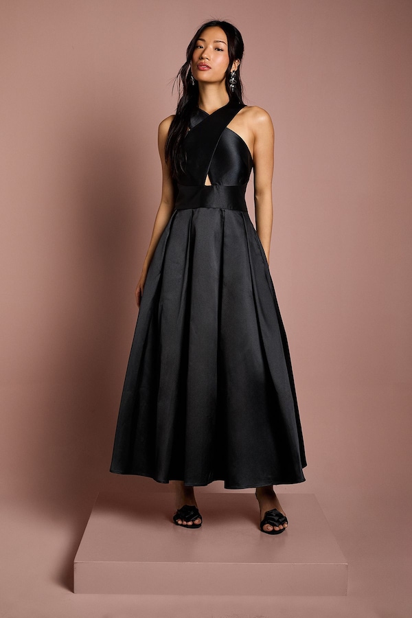 Coast Cross Neck Twill Bridesmaid Dress Black