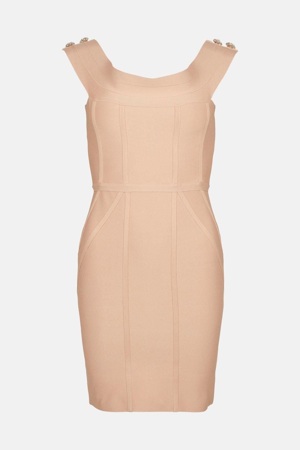 Coast Bandage Heatfix Bardot Dress Dusky Pink image 4