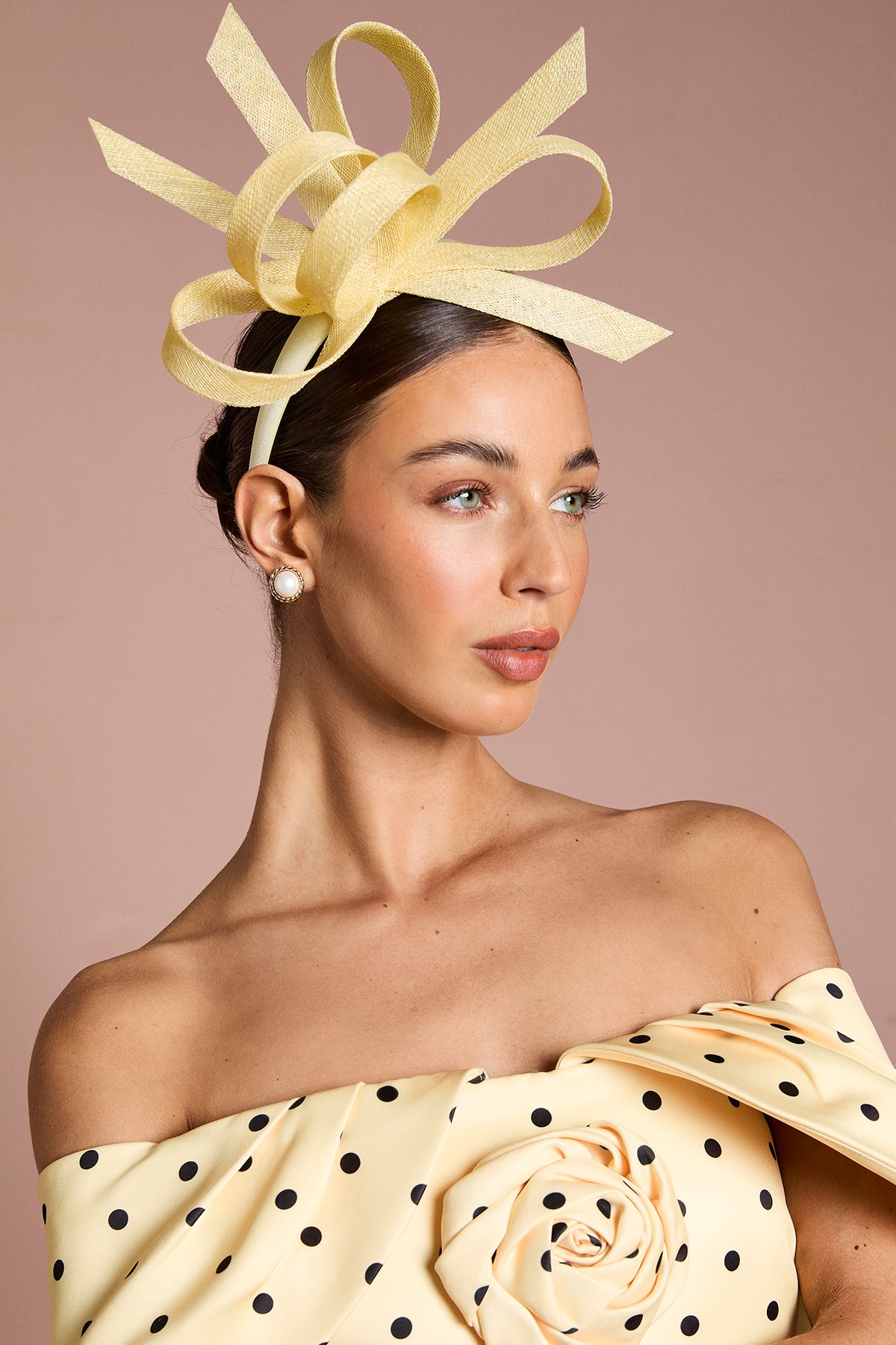 Coast Lisa Tan Loop Bow Fascinator Lemon
